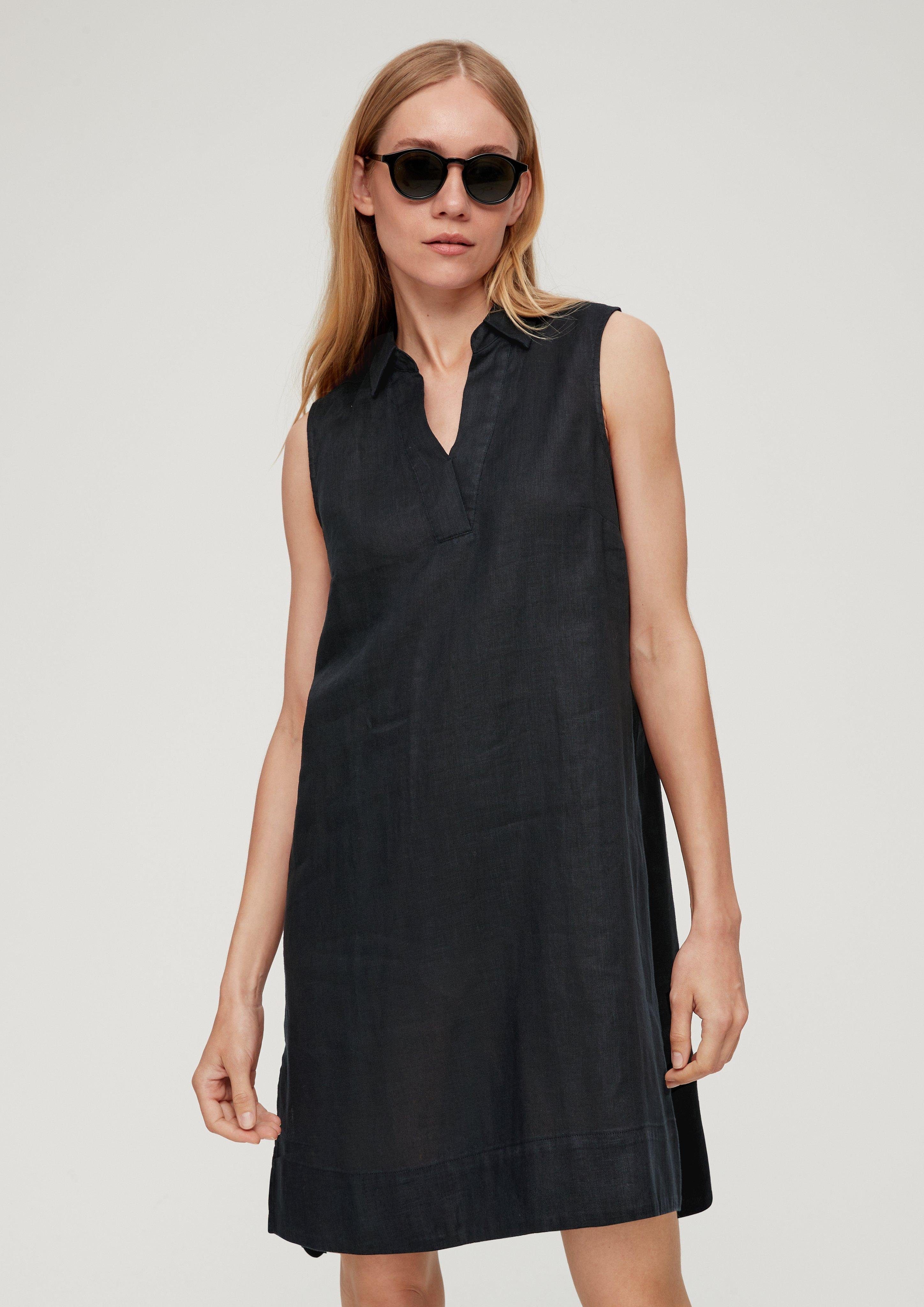 s.Oliver Minikleid Blusenkleid aus Leinen schwarz | Kleider