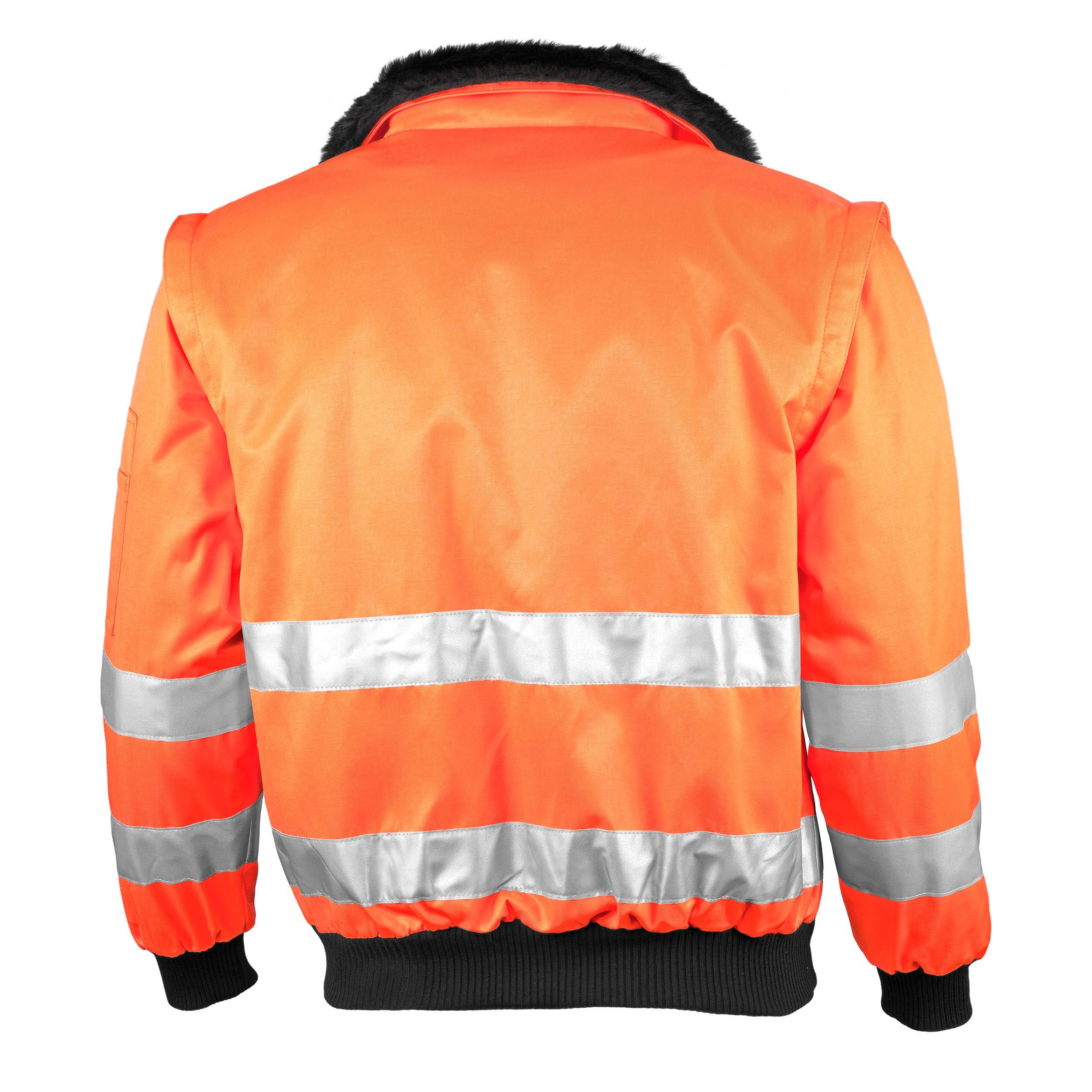 Qualitex Workwear Pilotenjacke signalfarbe 4-in-1 Arbeitsjacke aus Mischgew günstig online kaufen