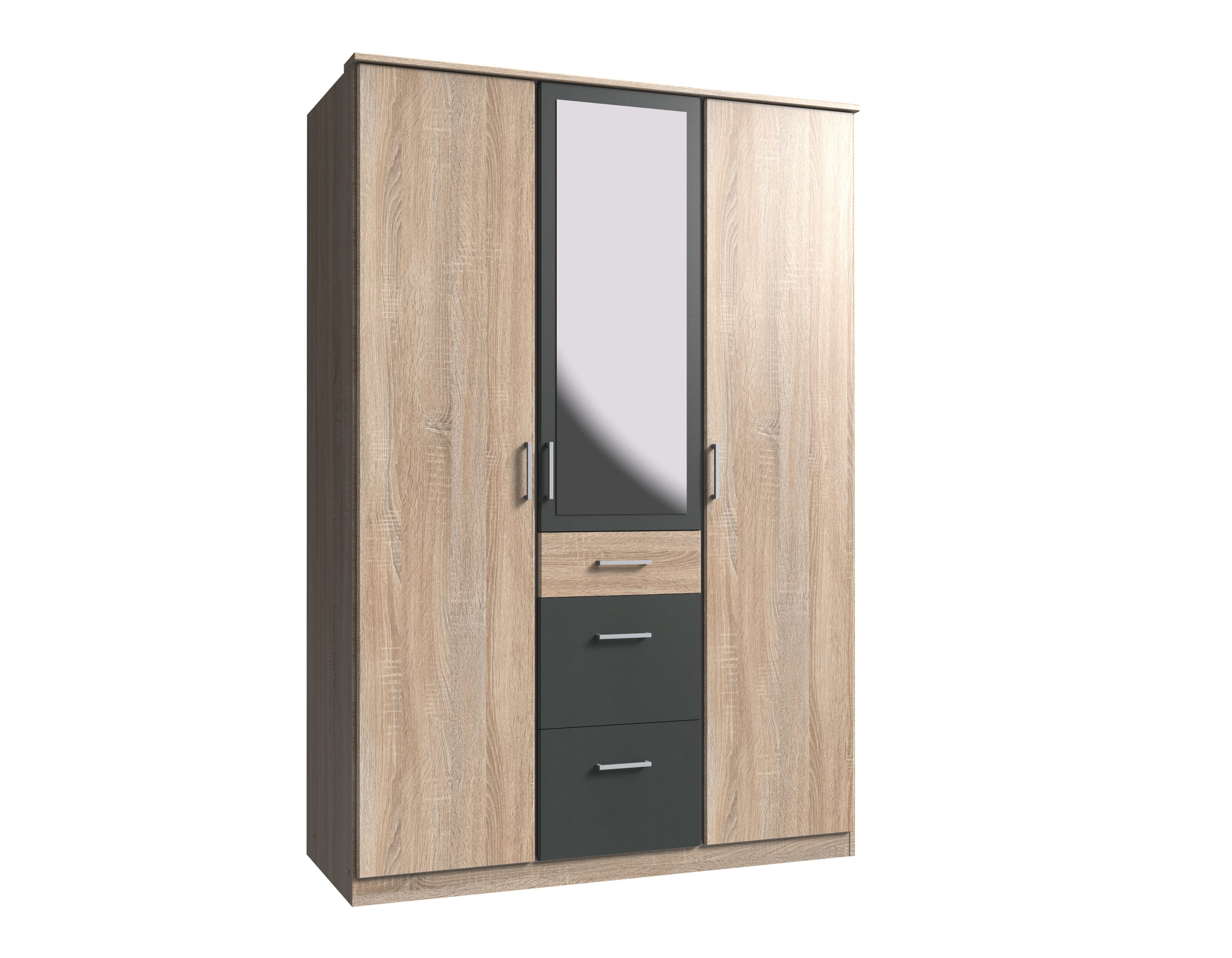 möbel-direkt.de Kleiderschrank Click in Eiche Sägerau mit Grafit (komplett, 1-St., Drehtürenschrank) Made in Germany