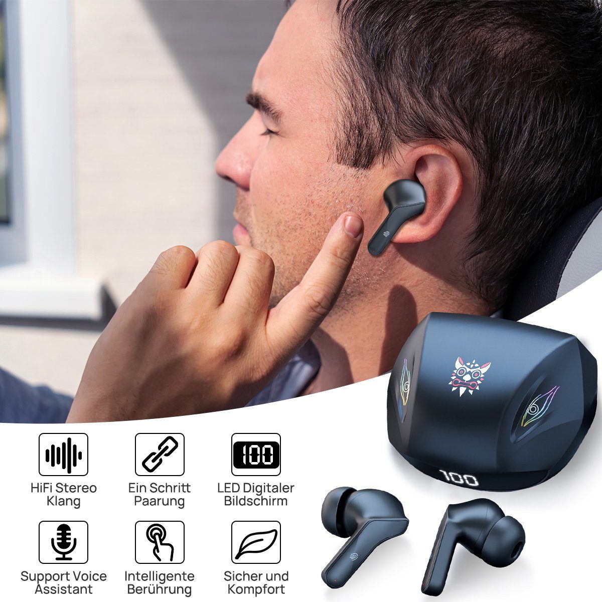 7Magic 2023 NEU Bluetooth Kopfhörer, Kopfhörer Kabellos Bluetooth, Bluetooth-Kopfhörer (Rauschunterdrückung, Noise-Cancelling, 40 Stunden Batterielebensdauer, Intelligente Steuerung, LED-Digitalanzeige in Prozent, Siri, Bluetooth 5.1, Dual-Mode-Kopfhörer: Gaming-Modus und Sprache & Musik-Modus)
