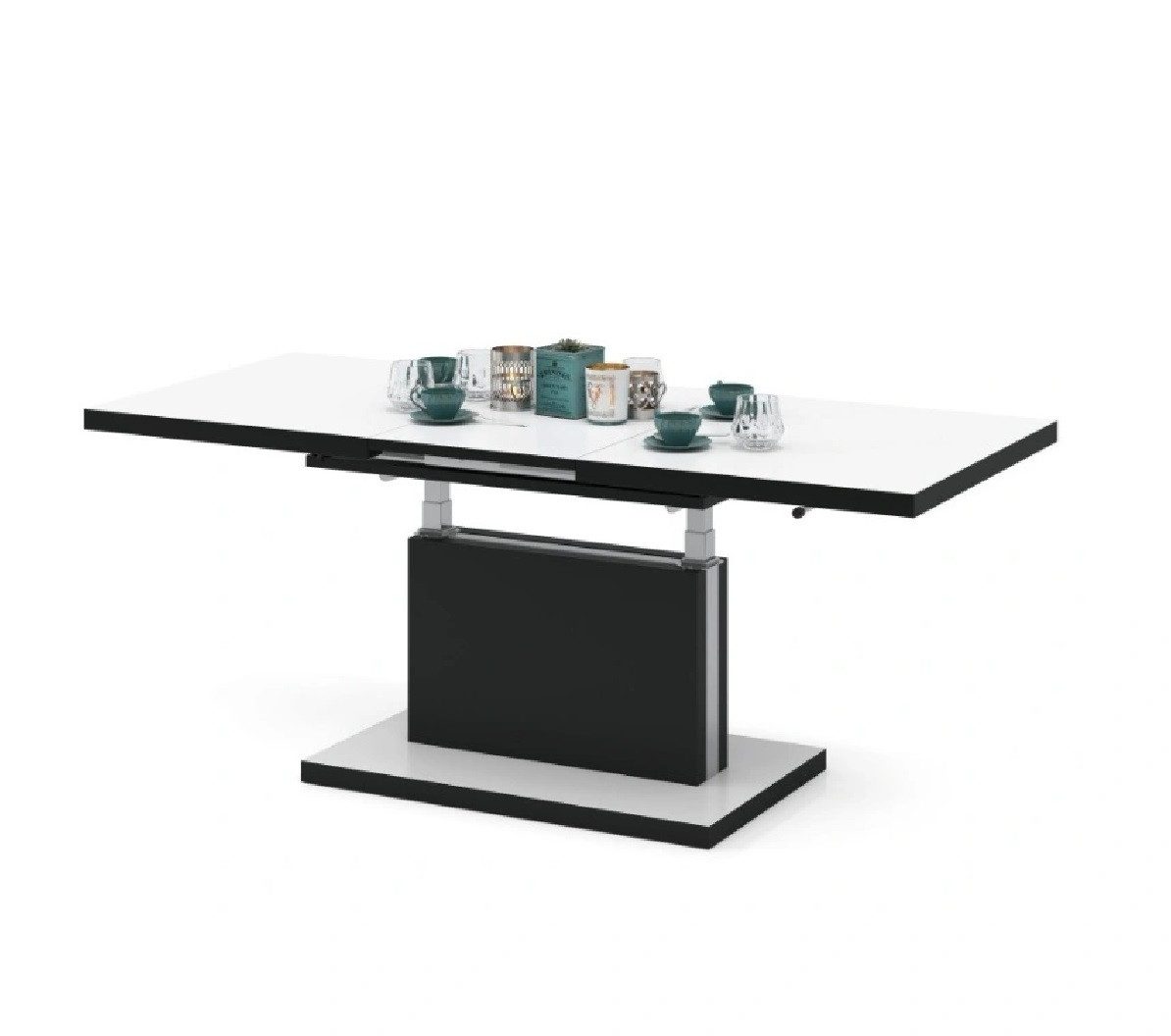 Mazzoni Couchtisch Aston Weiß-Schwarz matt stufenlos höhenverstellbar auszi günstig online kaufen