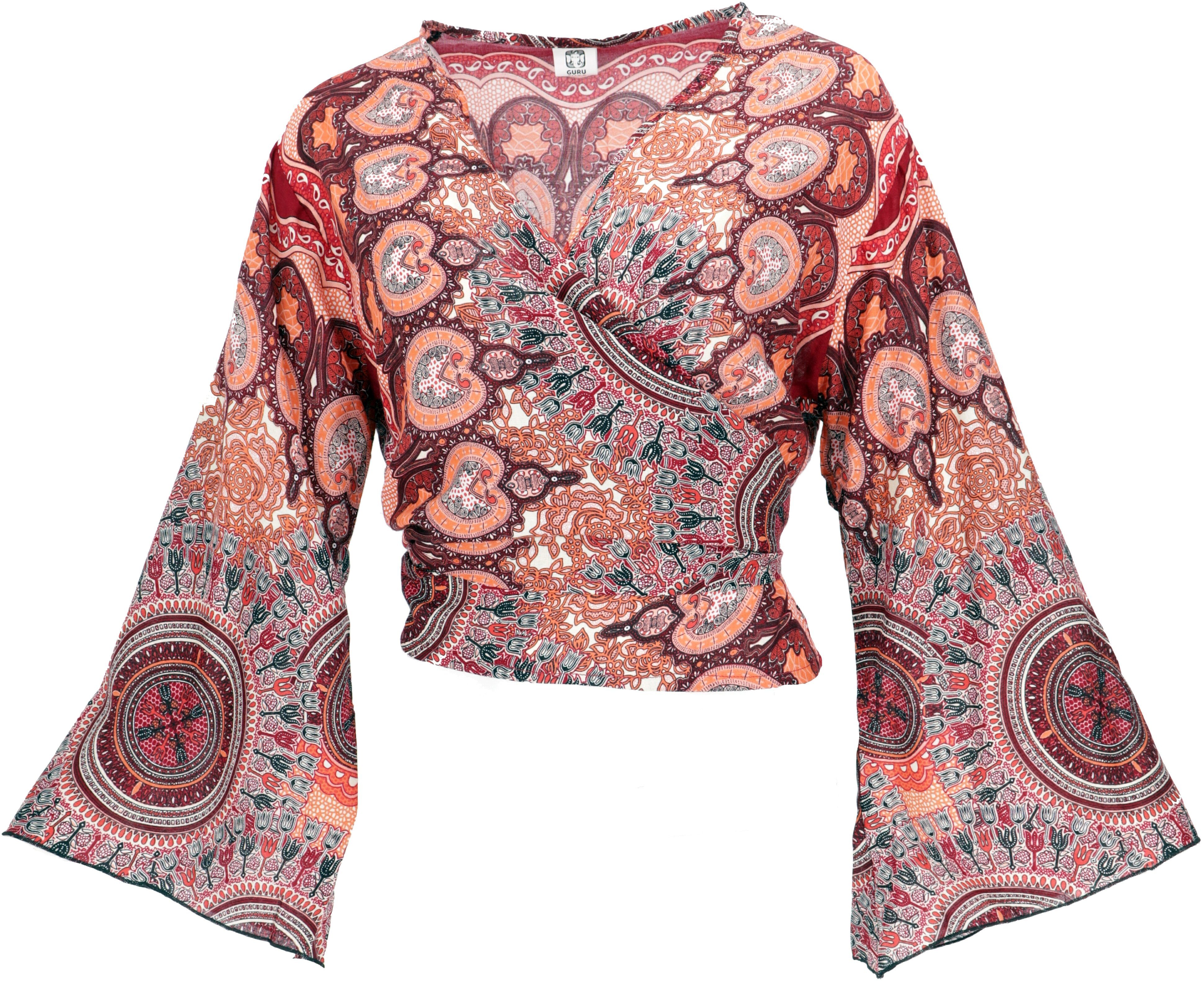 Guru-Shop Longbluse Kurztop, Boho Blusentop, Wickeltop, günstig online kaufen