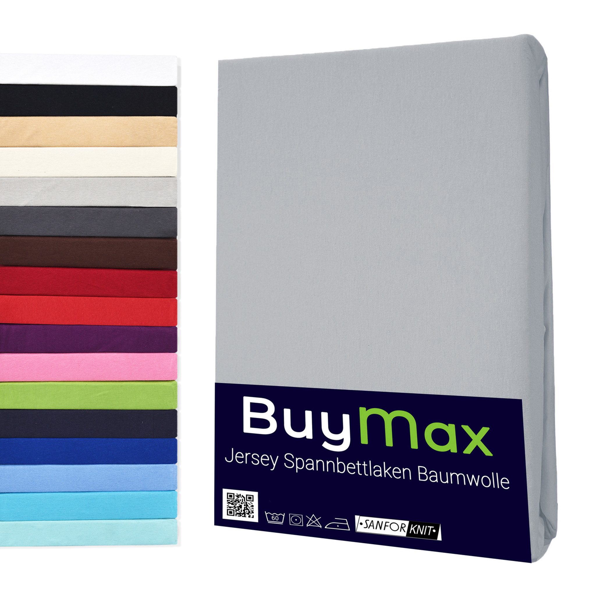 Buymax Spannbettlaken Buymax Jersey aus 100% Baumwolle, Jersey, Gummizug: Rundumgummi, (1 Stück), Pflegeleicht und Atmungsaktiv in Verschiedenen Farben und Größen