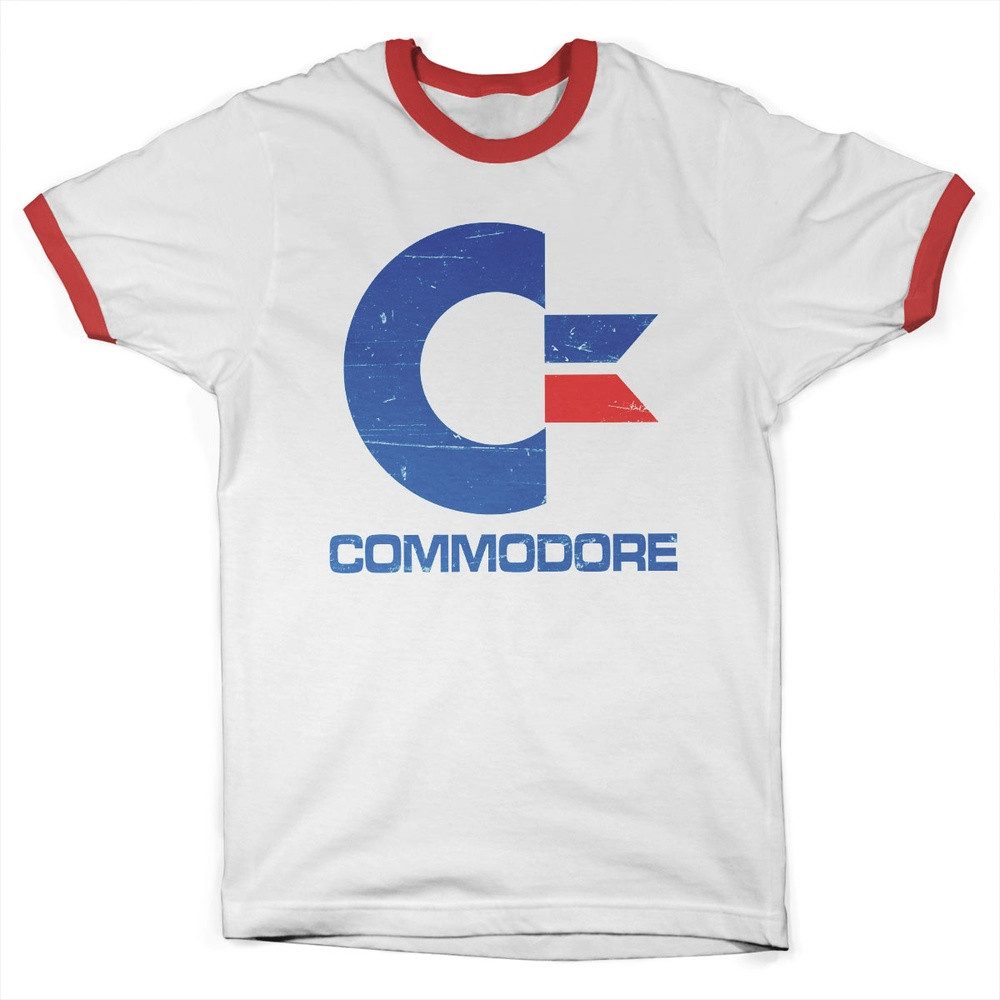 Nintendo T-Shirt Commodore Vintage Logo Ringer günstig online kaufen