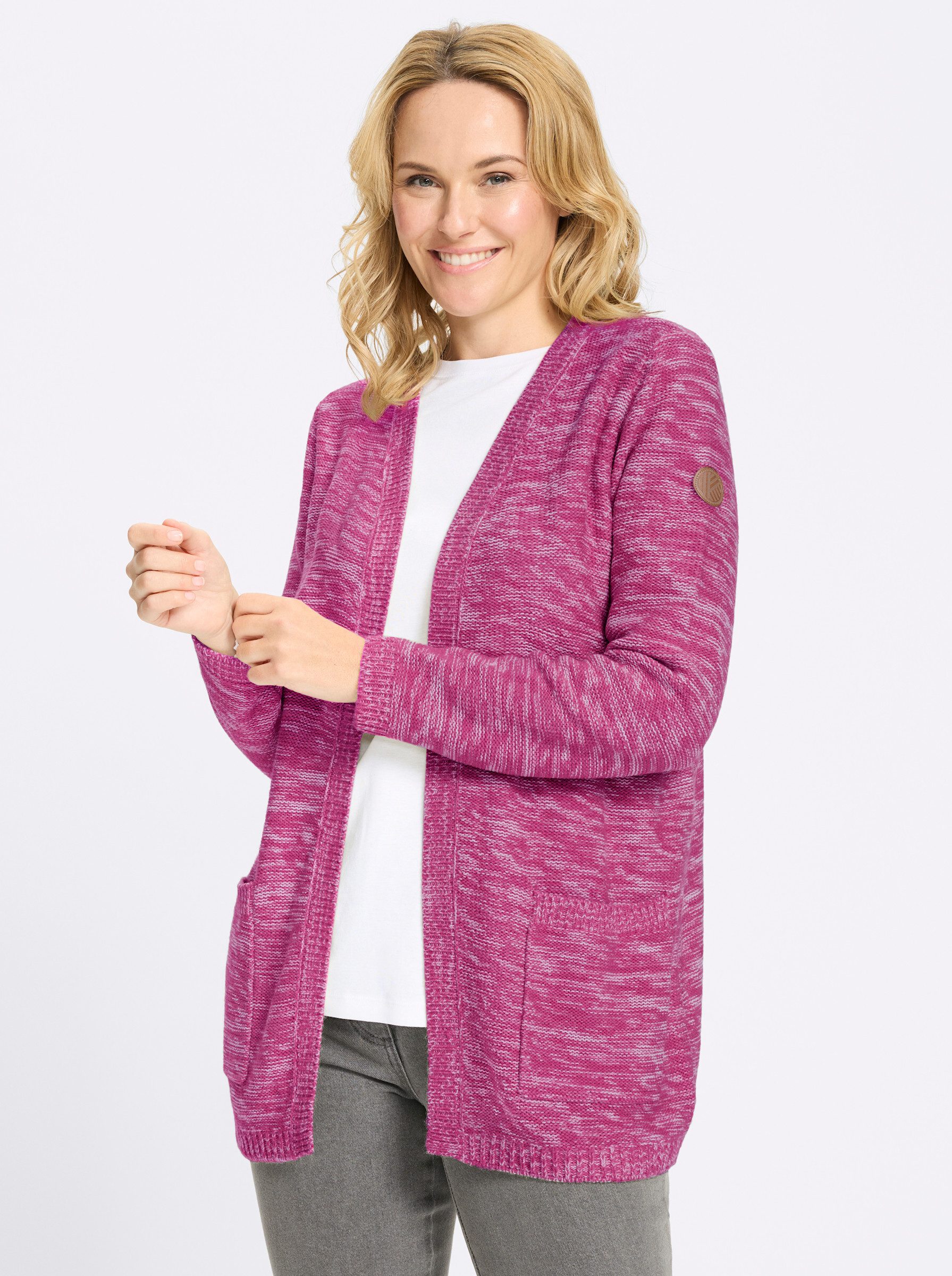 Strickjacke Long-Strickjacke Langarm Links-Strick