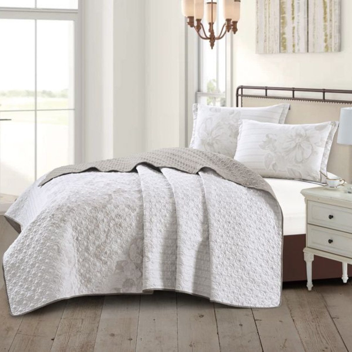 alesvelt Tagesdecke Set Tulin Überwurf Decke 3 Teilig 2 Personen 240 x 260 cm