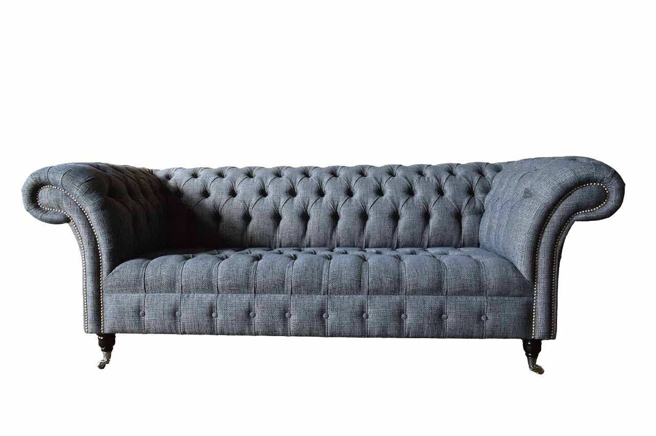 JVmoebel Sofa Design Dreisitzer Sofas Couch Europe Polster Sofa Zimmer, In Chesterfield Made Grau