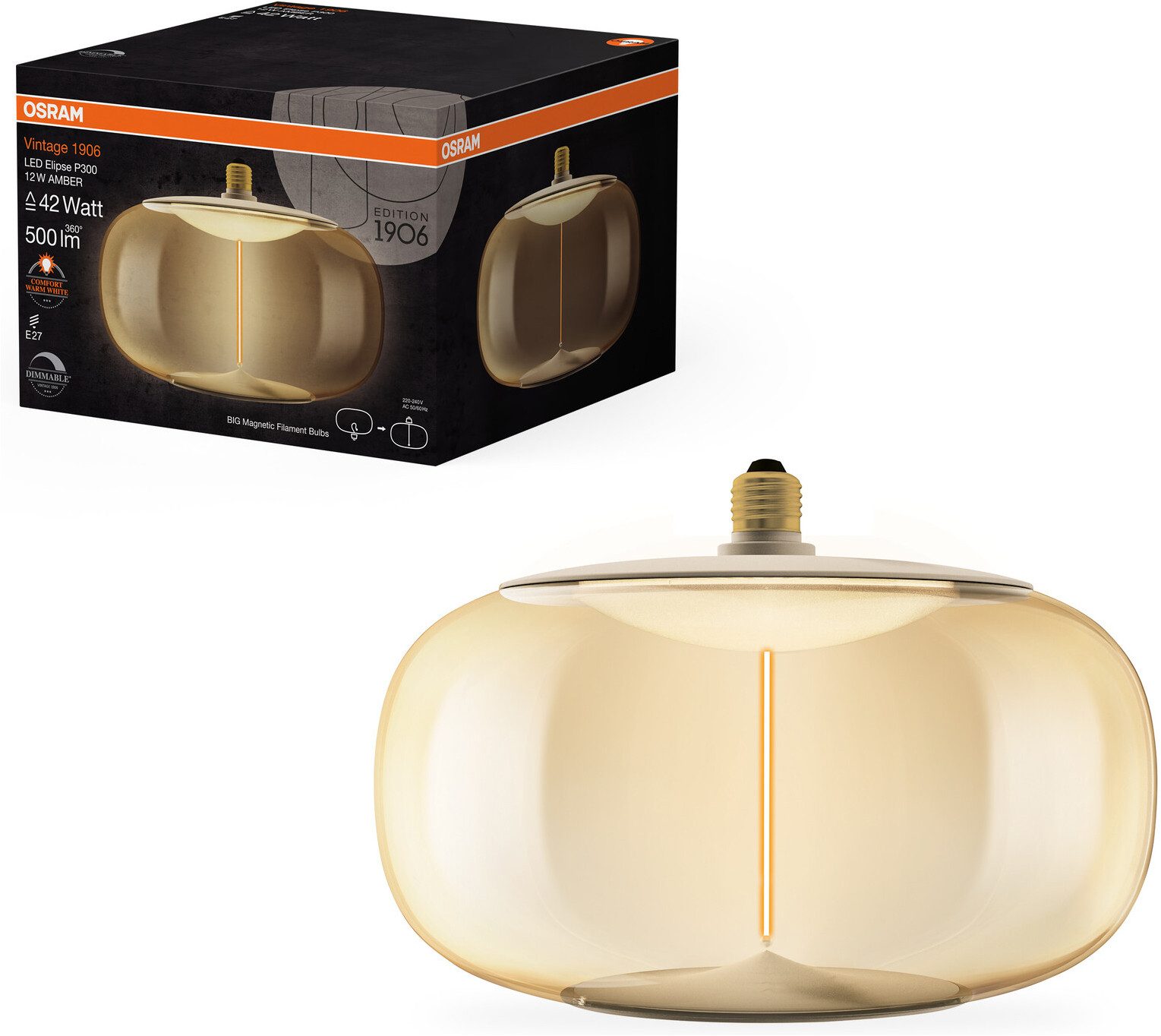 Osram LED-Filament Vintage 1906 Big Elipse, E27, 1 St., Warmweiß