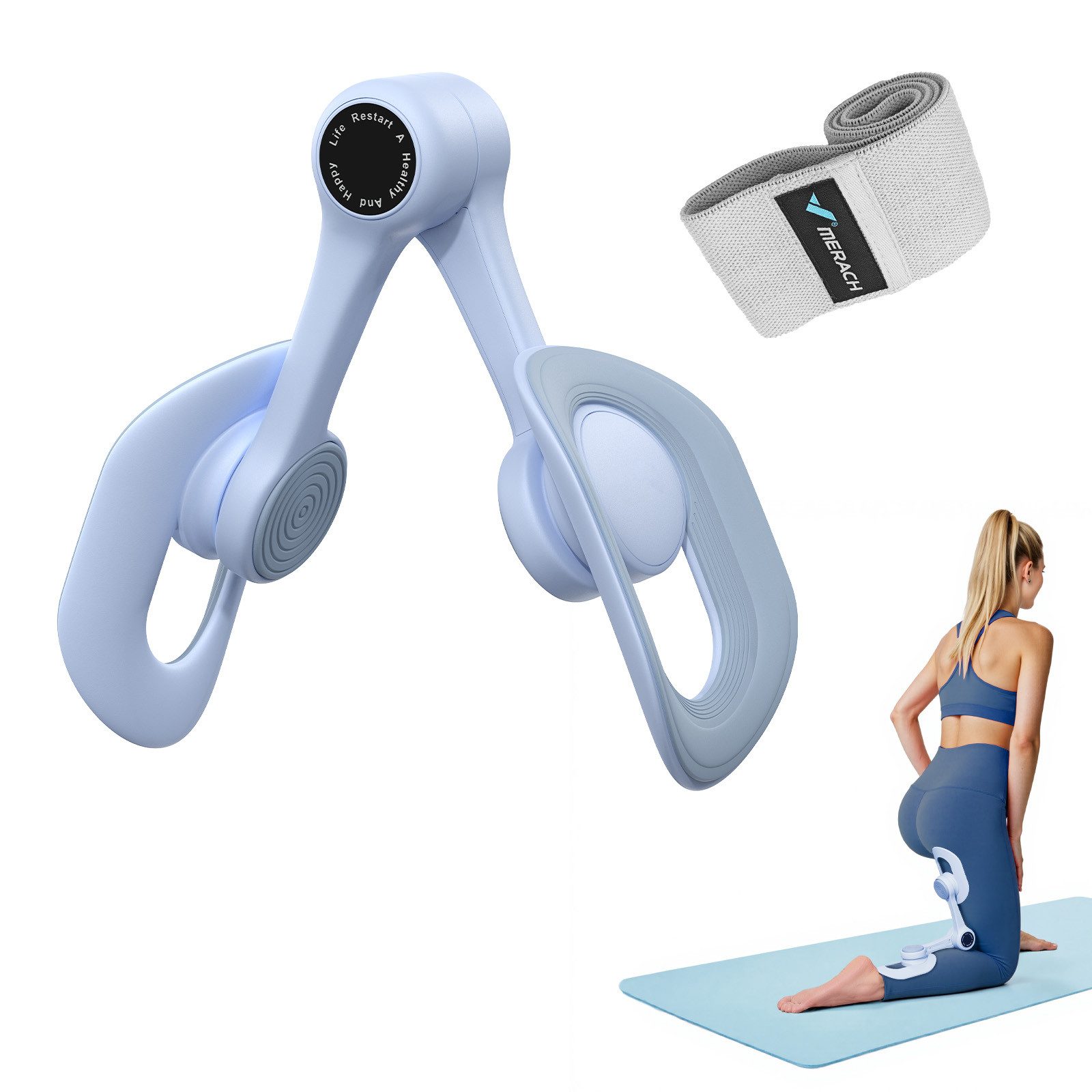MERACH Beckenbodentrainer zur Stärkung der Tiefenmuskulatur, Multifunktionales Beintrainer Set mit Widerstandsband, 1-tlg., Gezieltes Training bei Blasenschwäche & für den Beckenboden, Für mehr Muskelkraft im Alltag durch einfaches Heimtraining