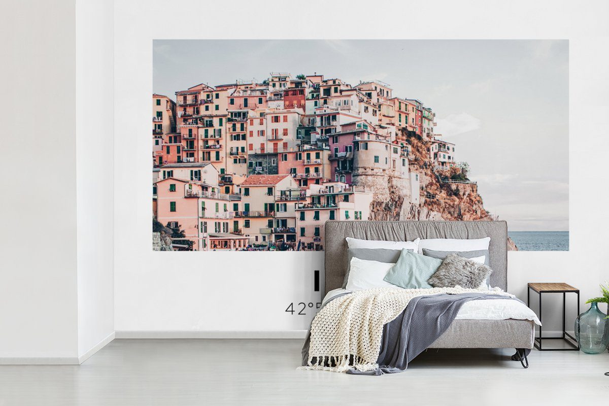 - bedruckt, (6 Wallpaper Schlafzimmer, St), Terre Fototapete Meer, für Matt, Vinyl Wohnzimmer, - Tapete Italien MuchoWow Amalfi Cinque Kinderzimmer, -