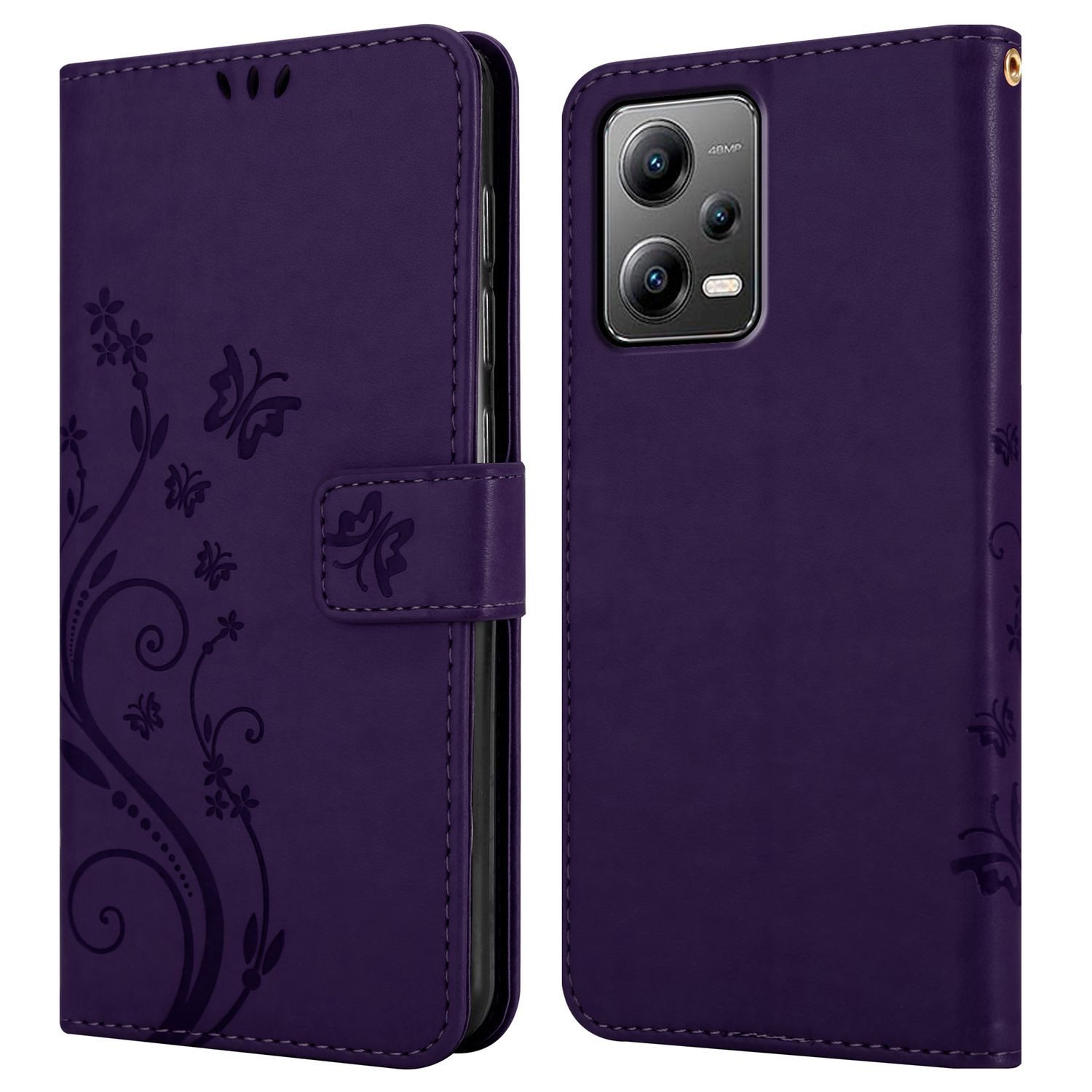 Cadorabo Handyhülle für Xiaomi Poco X5 Hülle Xiaomi Poco X5, Hülle Schutzhülle Blumen Flower mit Standfunktion Kartenfach Magnet