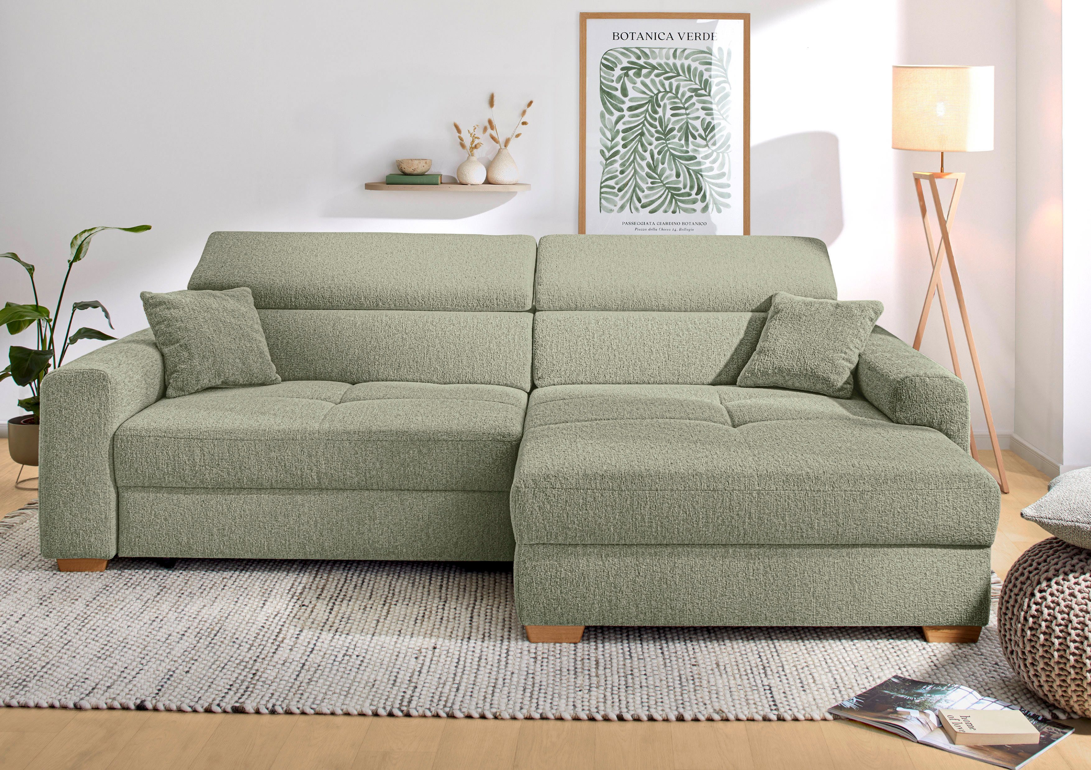 Jockenhöfer Gruppe Ecksofa Slider L-Form, B: 277 cm, mit 60 cm elektr. Sitztiefenverstellung, 140kg Belastbarkeit, USB-Anschluss, Kopfteilverstellung & Zierkissen