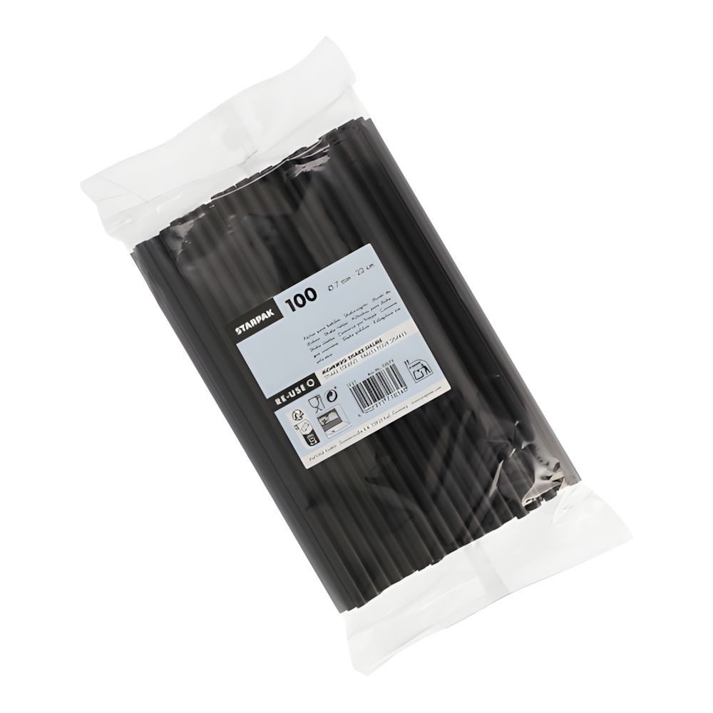 PAPSTAR Trinkhalme Mehrweg-Shake-Halme PP Ø 7 mm, 22 cm schwarz 1000 Stk