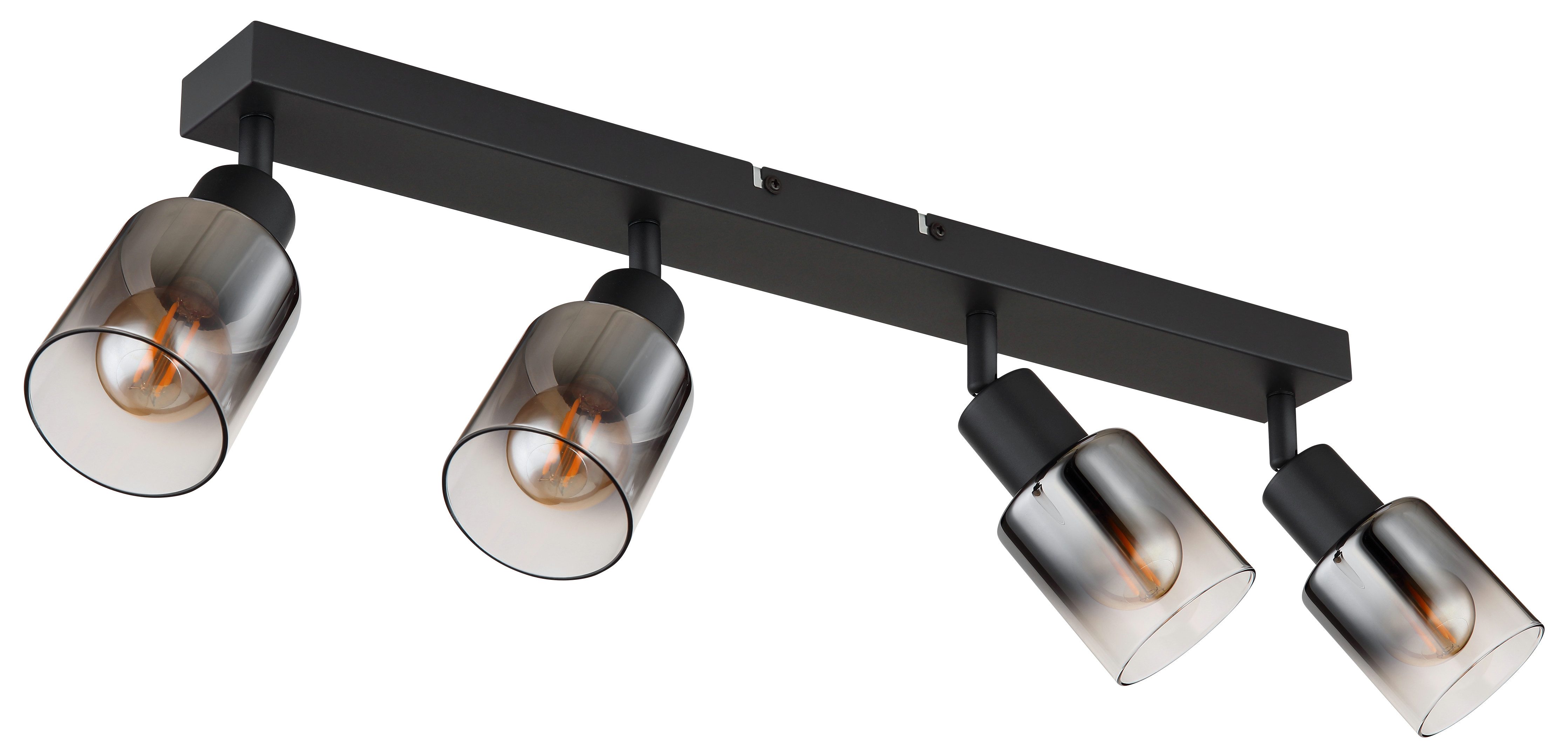 GLOBO LIGHTING Deckenstrahler HUBERTUS, ohne Leuchtmittel, Deckenspot/schwarz/Glas rauchfarben/Flur/Wohnzimmer