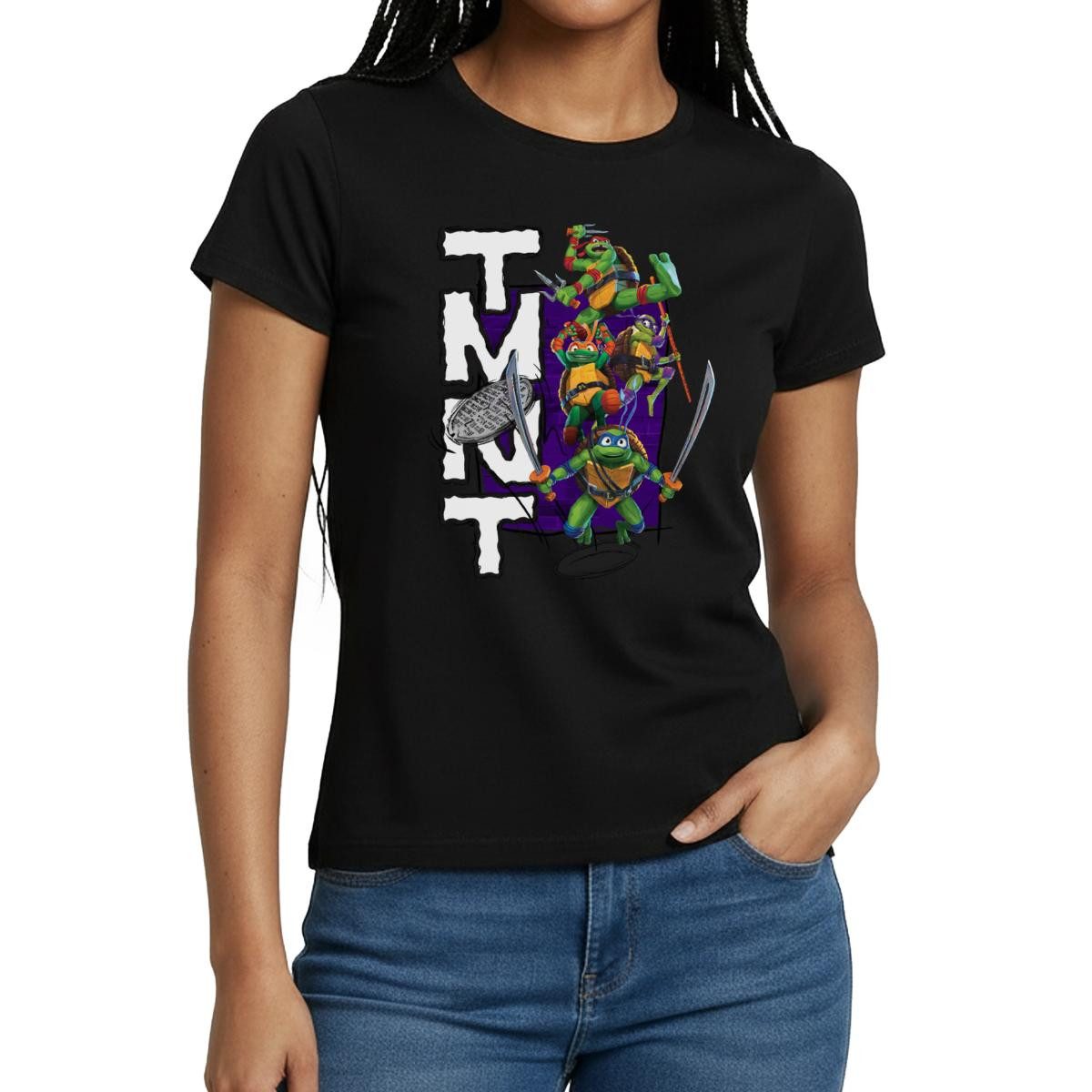 Spreadshirt T-Shirt TMNT Mutant Mayhem Donnie Mikey Leo Raph Frauen T-Shirt (1-tlg)