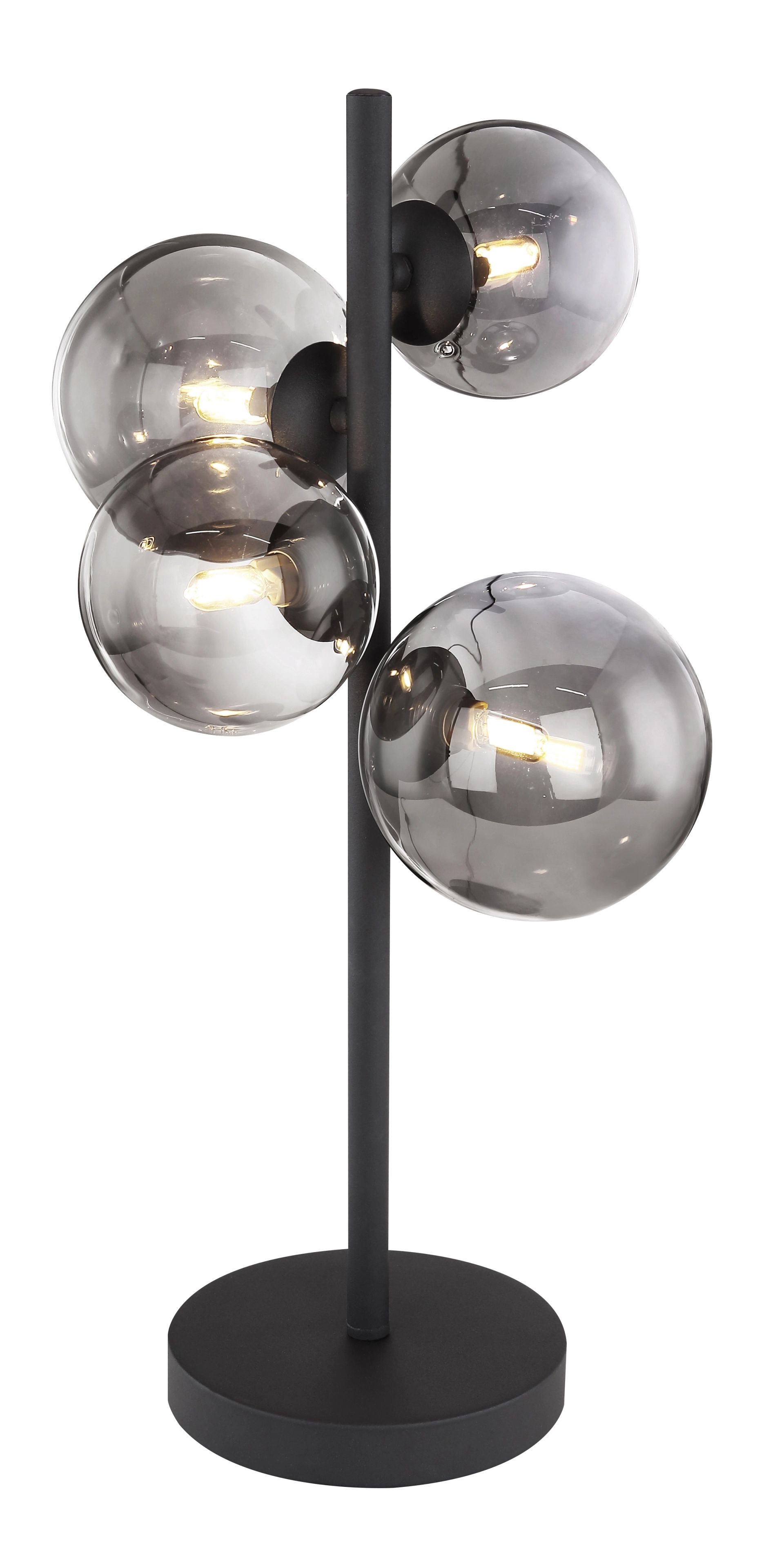 GLOBO LIGHTING Tischleuchte RIHA, Leuchtmittel wechselbar, Warmweiß, Nachttischlampe, Flur, Wohnzimmer, Glas, Design