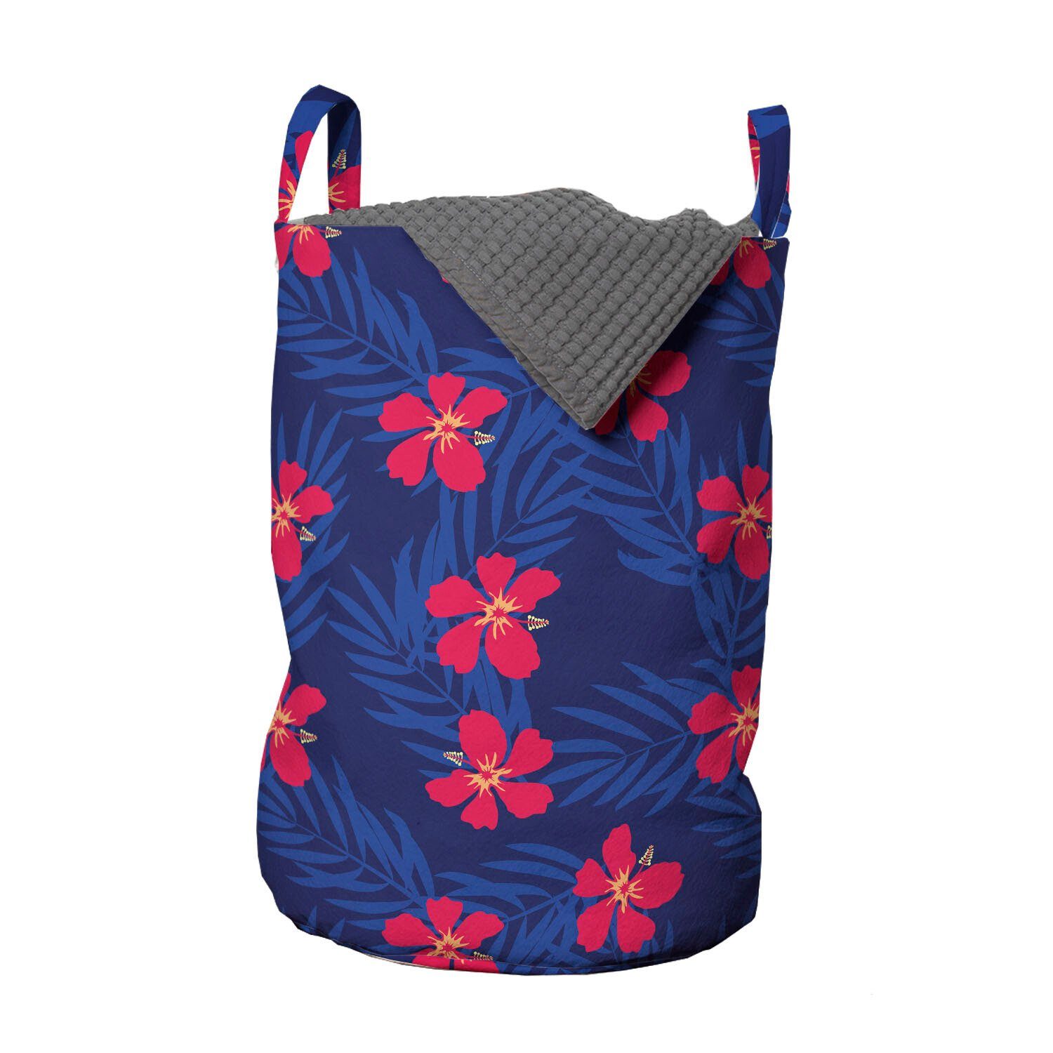 Abakuhaus Wäschesäckchen Wäschekorb mit Griffen Kordelzugverschluss für Waschsalons, Tropisch Hibiscus Blossom Jungle