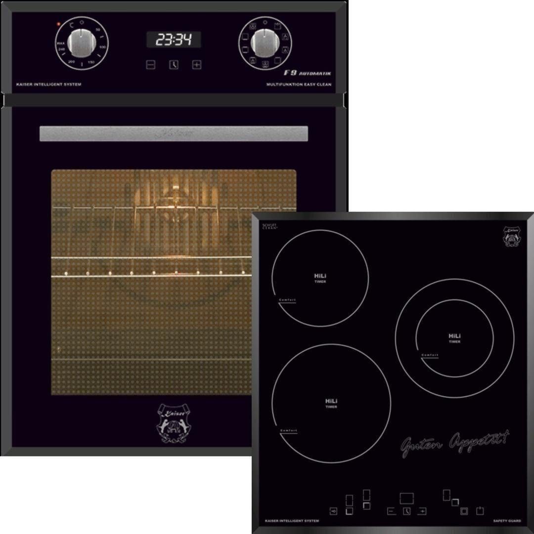 Kaiser Küchengeräte Backofen-Set Herd Set Autark Einbaubackofen 45 cm, 50 L,9 Funktionen mit Glaskeramik-Kochfeld, 45 cm EH 4747 + KCT 4745 F,., mit 1-fach-Teleskopauszug