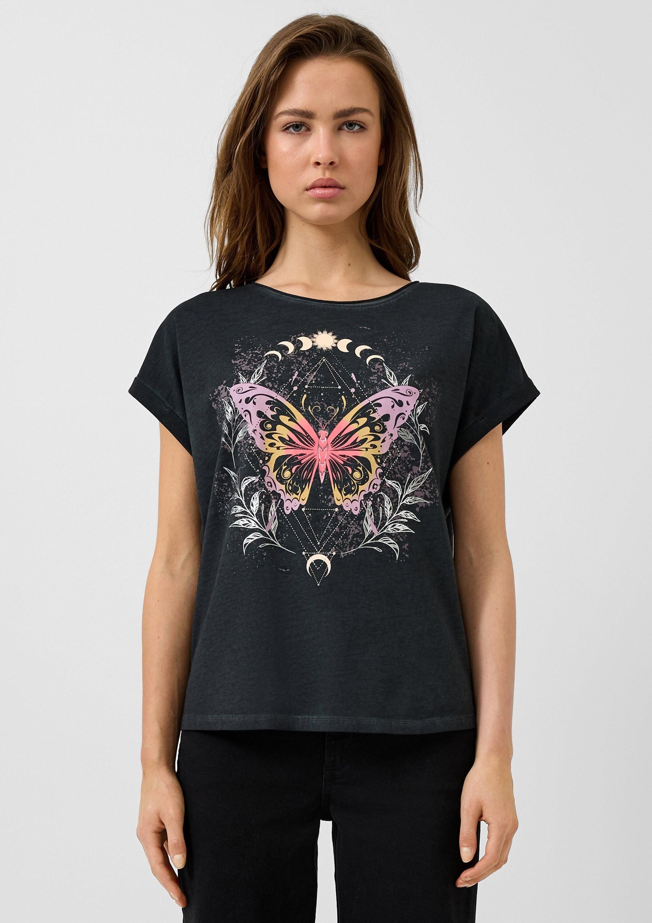 QS Kurzarmshirt T-Shirt Oversize-Shirt mit Frontprint