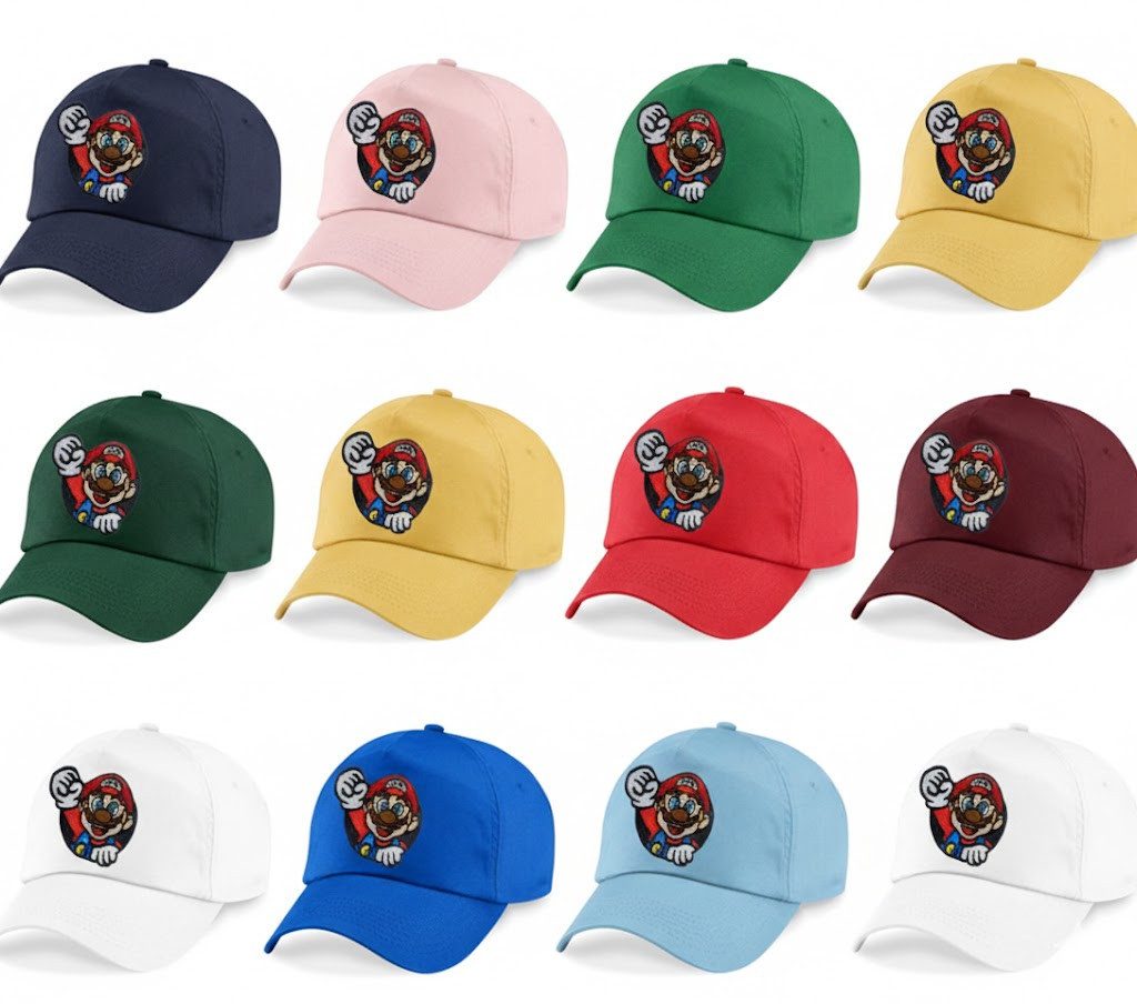 Blondie & Brownie Baseball Cap Kinder Mario Faust Stick Patch Luigi Peach Super Retro Konsole Kinder Mario Baseball Cap mit Faust Patch Retro Gaming Konsole