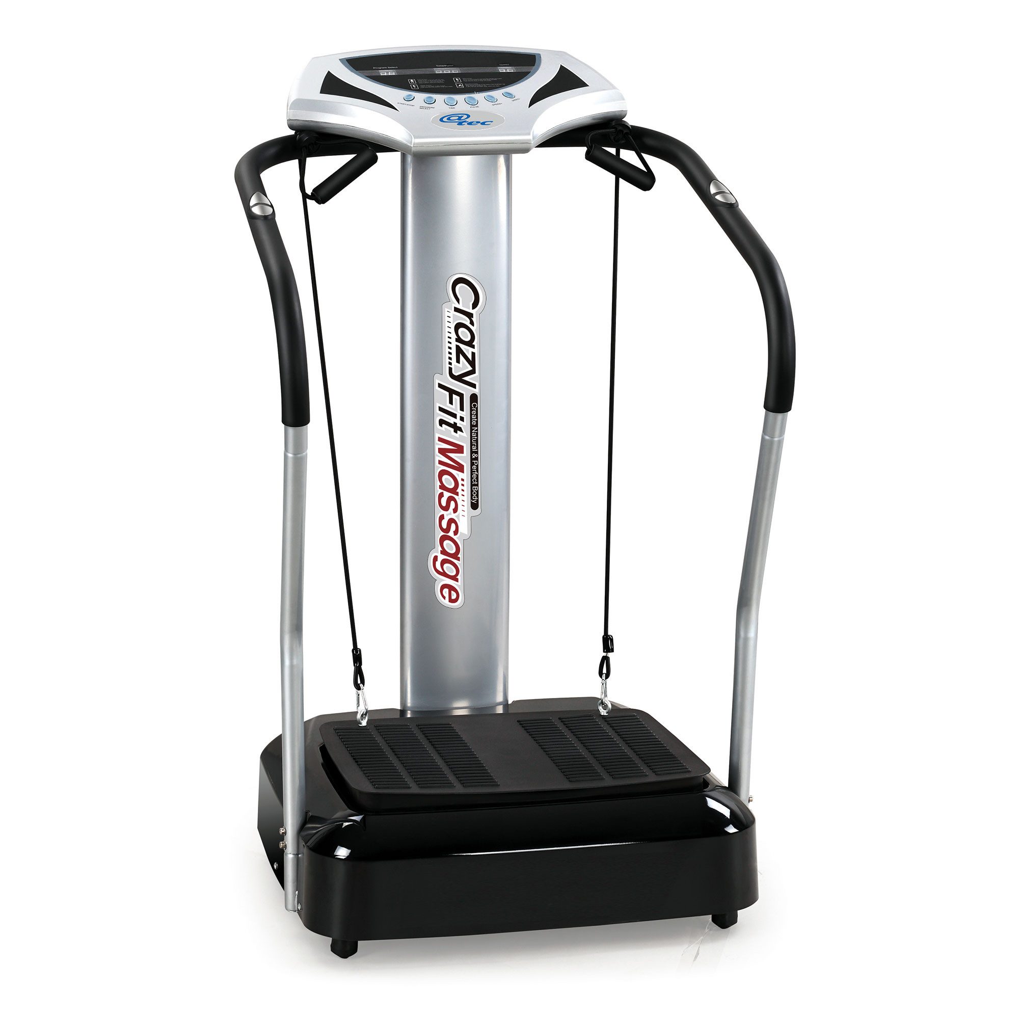 @tec Vibrationsplatte Crazy Fit - Heimtrainer Vibrationsplatte mit Haltegriffen, 50 Intensitätsstufen, 50 Geschwindigkeitsstufen, 4 Programme