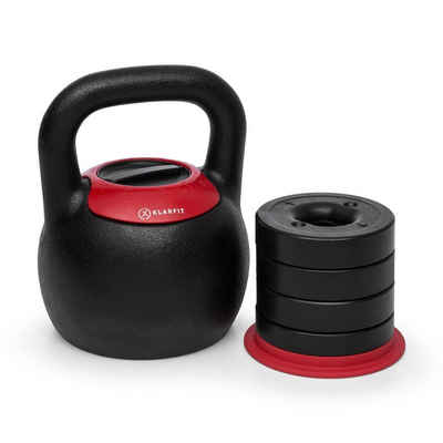 KLARFIT Kettlebell »Adjustabell Verstellbare Kettlebell Gewicht:8/10/12/14/16 kg Gusseisen schwarz/rot«