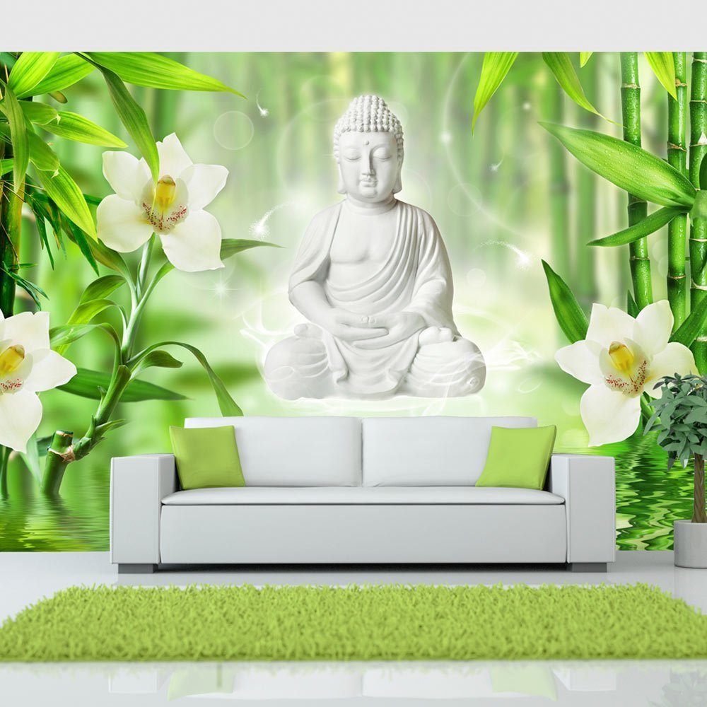 KUNSTLOFT Vliestapete Buddha and nature 2.94x2.1 m, halb-matt, matt, lichtbeständige Design Tapete