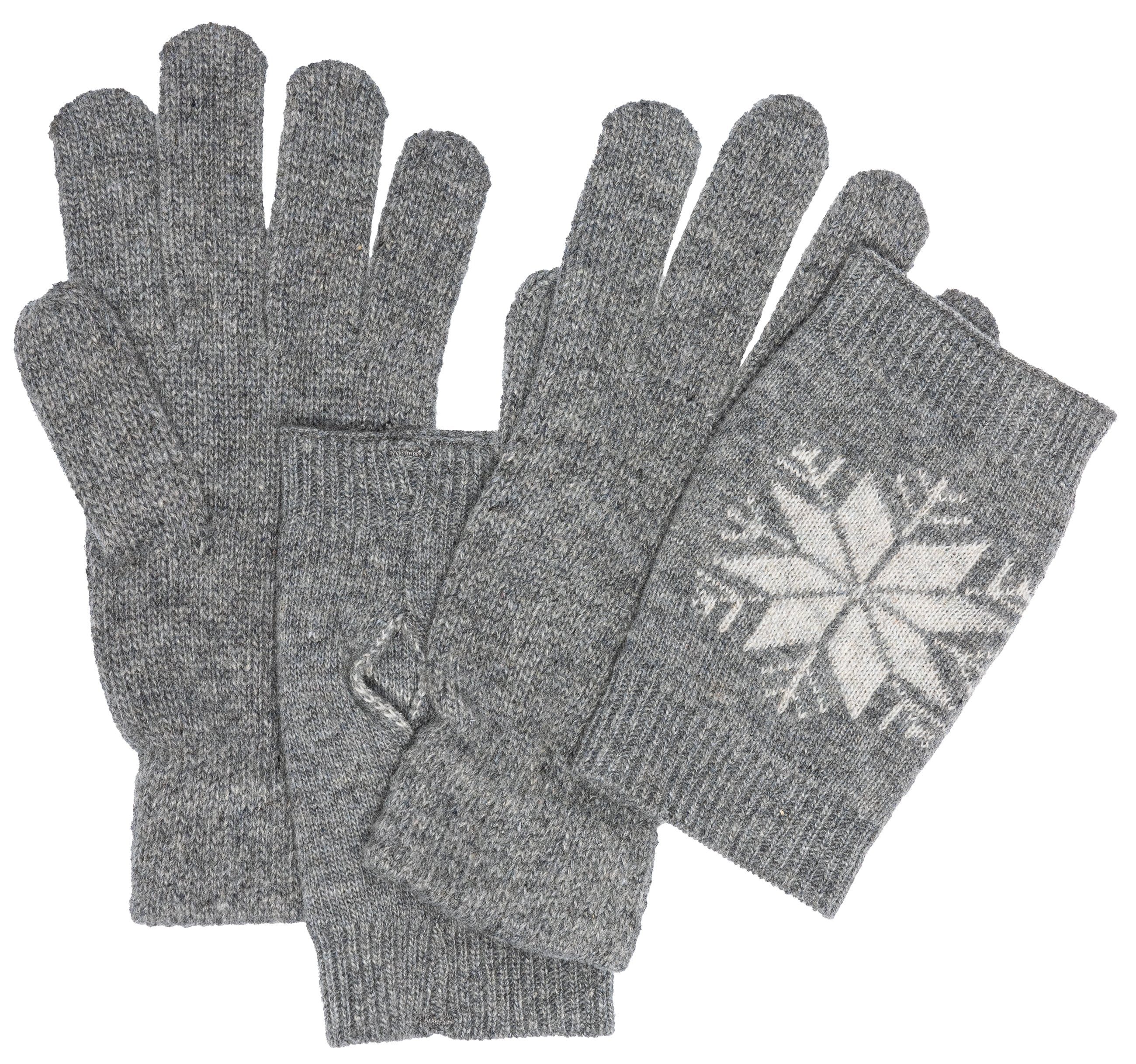 Handschuhe Damen Dekor mit Eiskristall GLV018 Strickhandschuhe Caspar Strick warme
