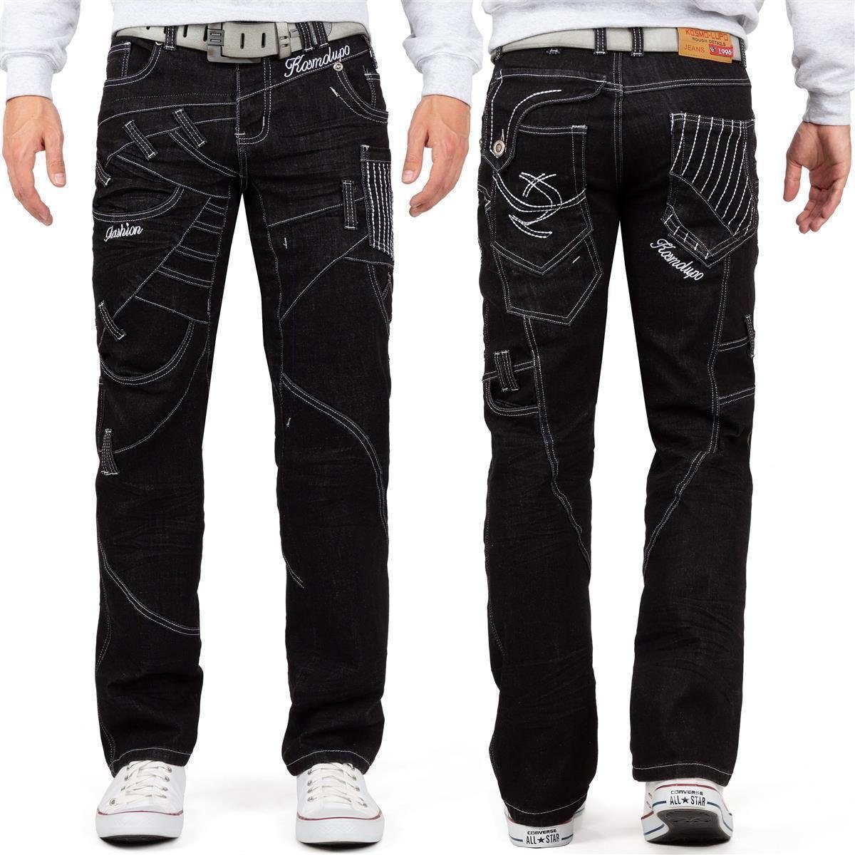 Kosmo Moderne Herren 5-Pocket-Jeans mit Lupo BA-KM130-1 Hose Kontrastnähten Verzierungen und