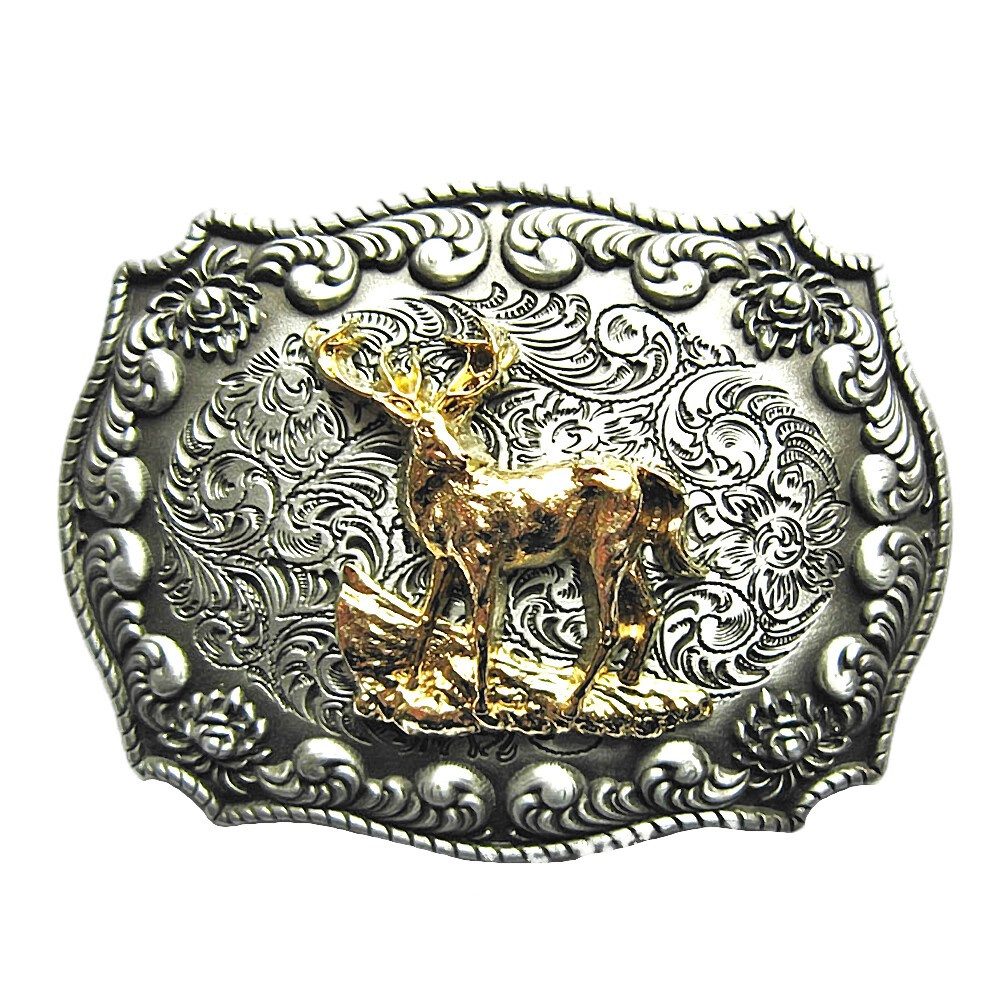 Westernlifestyle Gürtelschnalle Goldener Hirsch Gürtelschnalle Western 3D Optik für Wechselgürtel