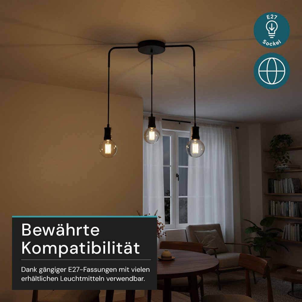 LUXULA LED Pendelleuchte LUXULA Pendelleuchte 24W 3000K Warmweiß Esstisch Dimmbar Schwarz