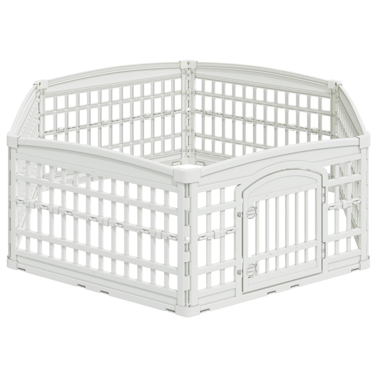 vidaXL Freigehege 6-Panel-Hundespielplatz 177,5 x 154,5 x 58 cm Kunststoff Weiß