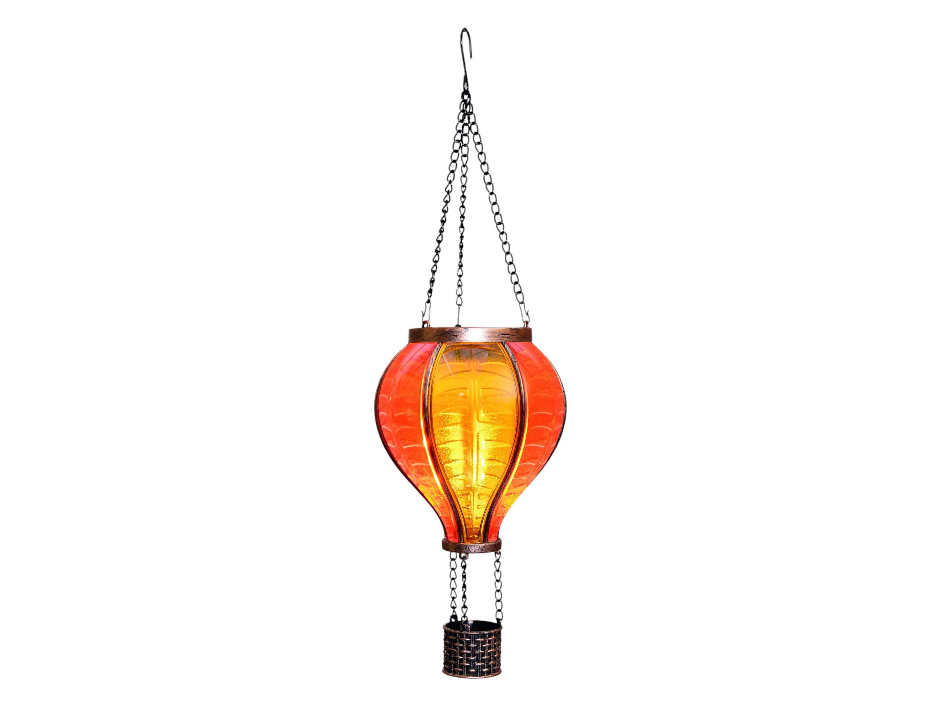 Coen Bakker LED Solarleuchte Hot Air Balloon, LED, amberfarben, Hängeleuchte Heißluftballon gelb-orange 12 LED 11x20cm