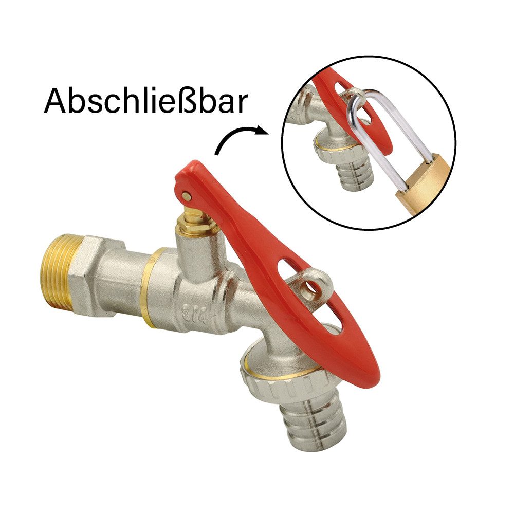 Auslaufventil Messing Kugelauslaufhahn 3/4" Absperrbar