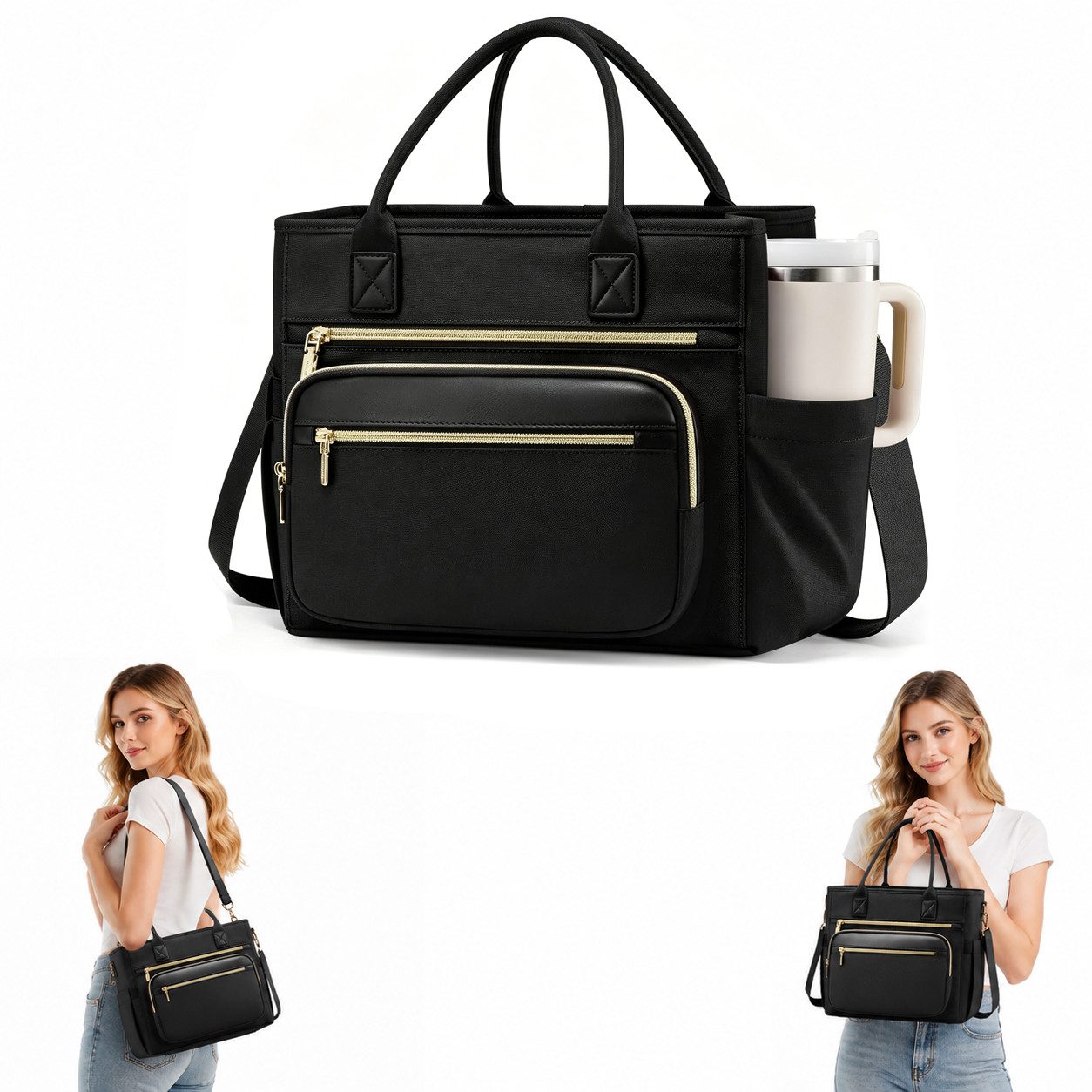 Diwzbyn Lunchbox Lunchbag Damen Isoliert, Auslaufsicher, Große Öffnung, Mit verstellbarem Schultergurt für Arbeit, Picknick & Reise