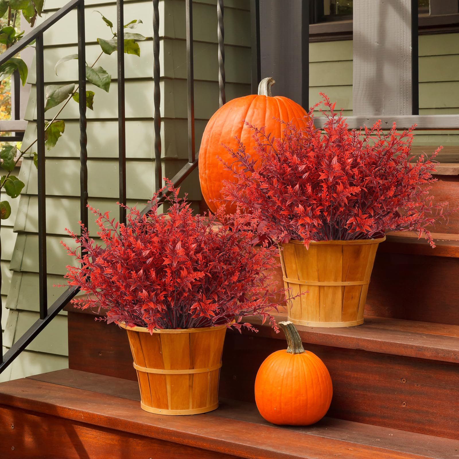 Kunstblumenstrauß 8 Bündel Künstliche Herbstblumen Künstlich Herbststrauß Herbst Deko, Bomiclss, Herbst Balkonpflanzen Herbstzweige für Drinnen Draußen Garten T – Bild 5 von 5