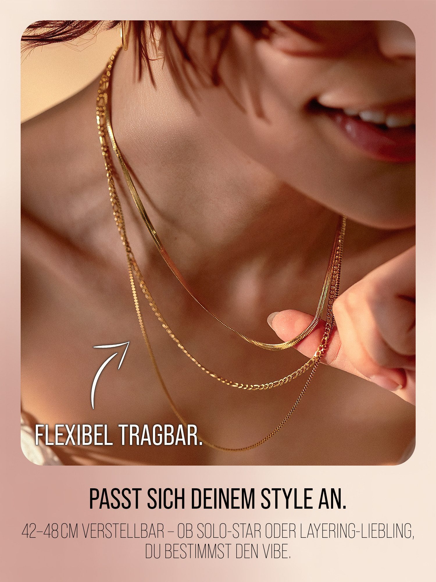 THIORA Gliederkette Layering Kette "Layers of Maui", 42cm + 6cm, Halskette Damen (inkl. Schmucketui), Layering Kette – Bild 5 von 5