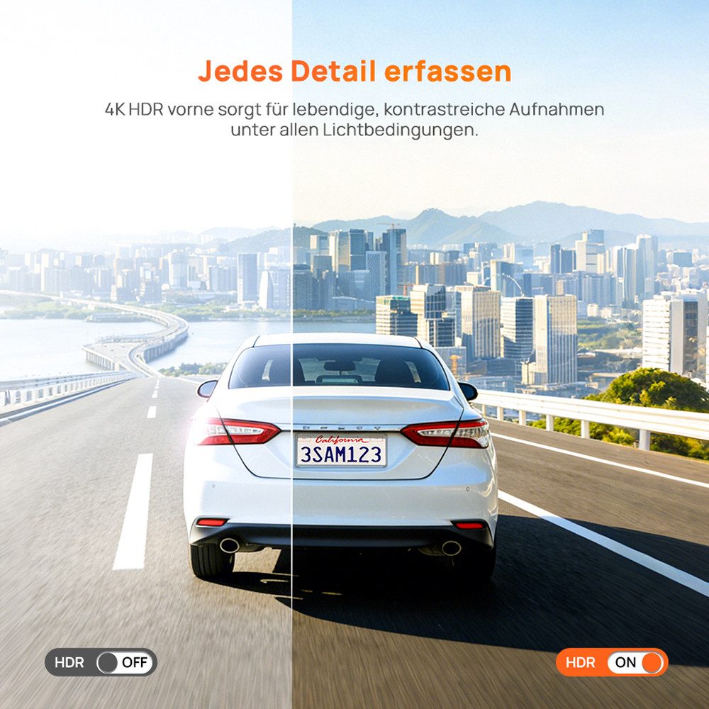 70mai 4K A810 Lite Dashcam (4K Ultra HD, WLAN (Wi-Fi), Auto Kamera mit f/1.55 Blende, HDR, GPS, Superkondensator, Nachtsicht, Loop-Aufnahme)