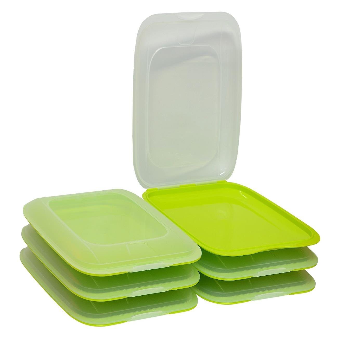 Engelland Frischhaltedose Aufschnittdosen, Kühlschrankbox, Kunststoff, (Vorteils-Set, 6-tlg., mit transparentem Deckel), stapelbar, platzsparend, Ordnung im Kühlschrank, Organizer, Stapelbox