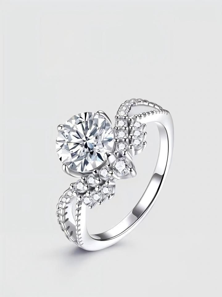 Jumpeak Verlobungsring Diamantring 1.5ct/2ct,D,VS1,3EX,Ring Damen,Verlobungsring,promise ring, 14K Weißgold,Cluster Ring,Geschenk Schwester,geschenk für frau