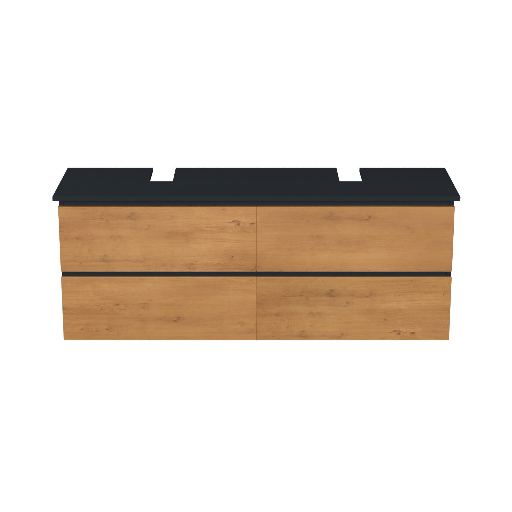 GARLIVO Waschbeckenunterschrank GLB-160 mit Schubladen, Badezimmer Waschtischunterschrank, Eiche Push-to-Open/ Tip-On