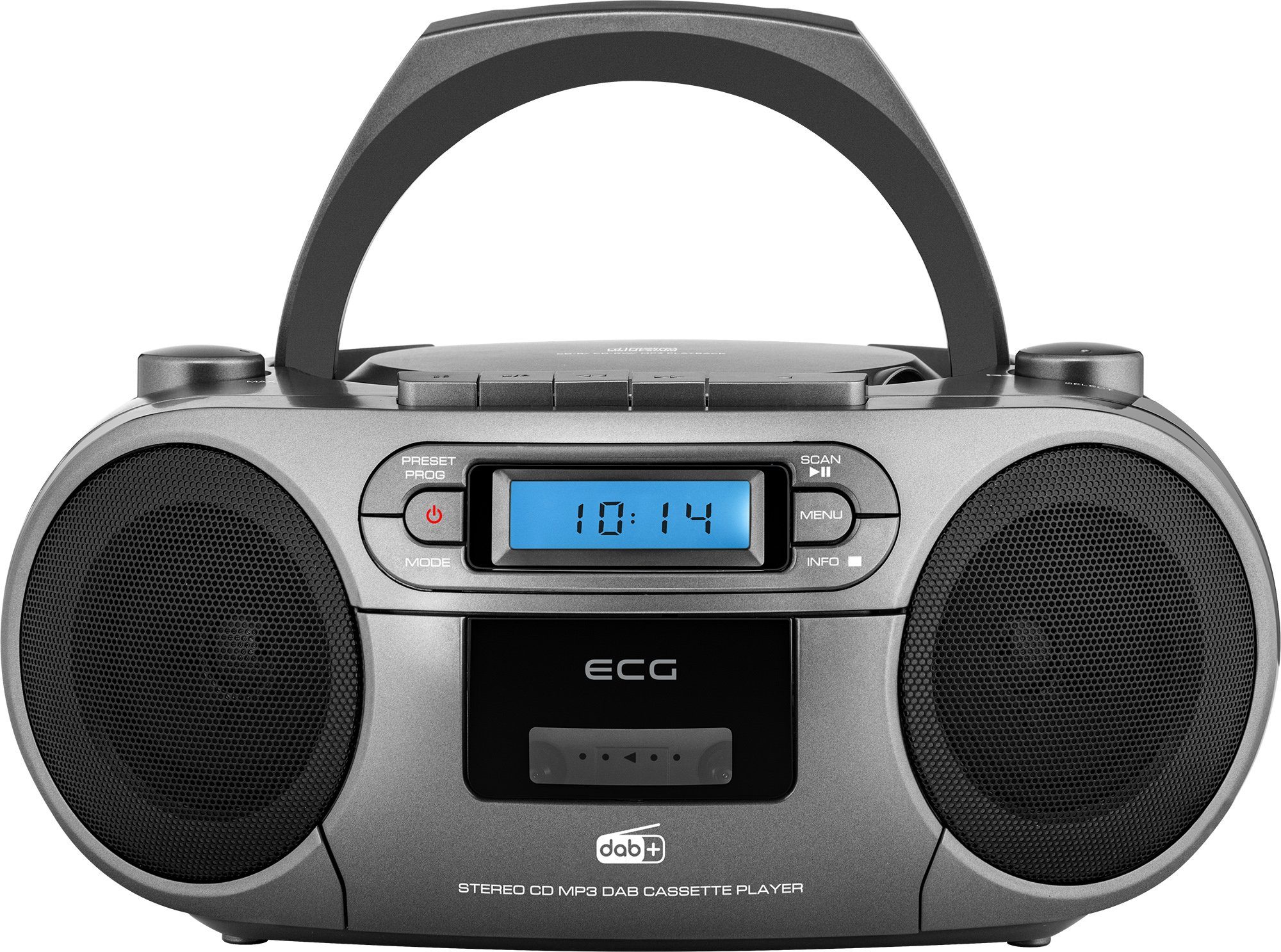 ECG CDR 999 Digitalradio (DAB) (Digitalradio (DAB), FM Digital Tuner, Kassettenplayer, CD-Player, MP3 / WMA-Musikwiedergabe vom USB-Laufwerk, 3,00 W, Abspielen von Kassetten, CDs und USB-Sticks, Digitalradio hören, Netz- und Batteriebetrieb)