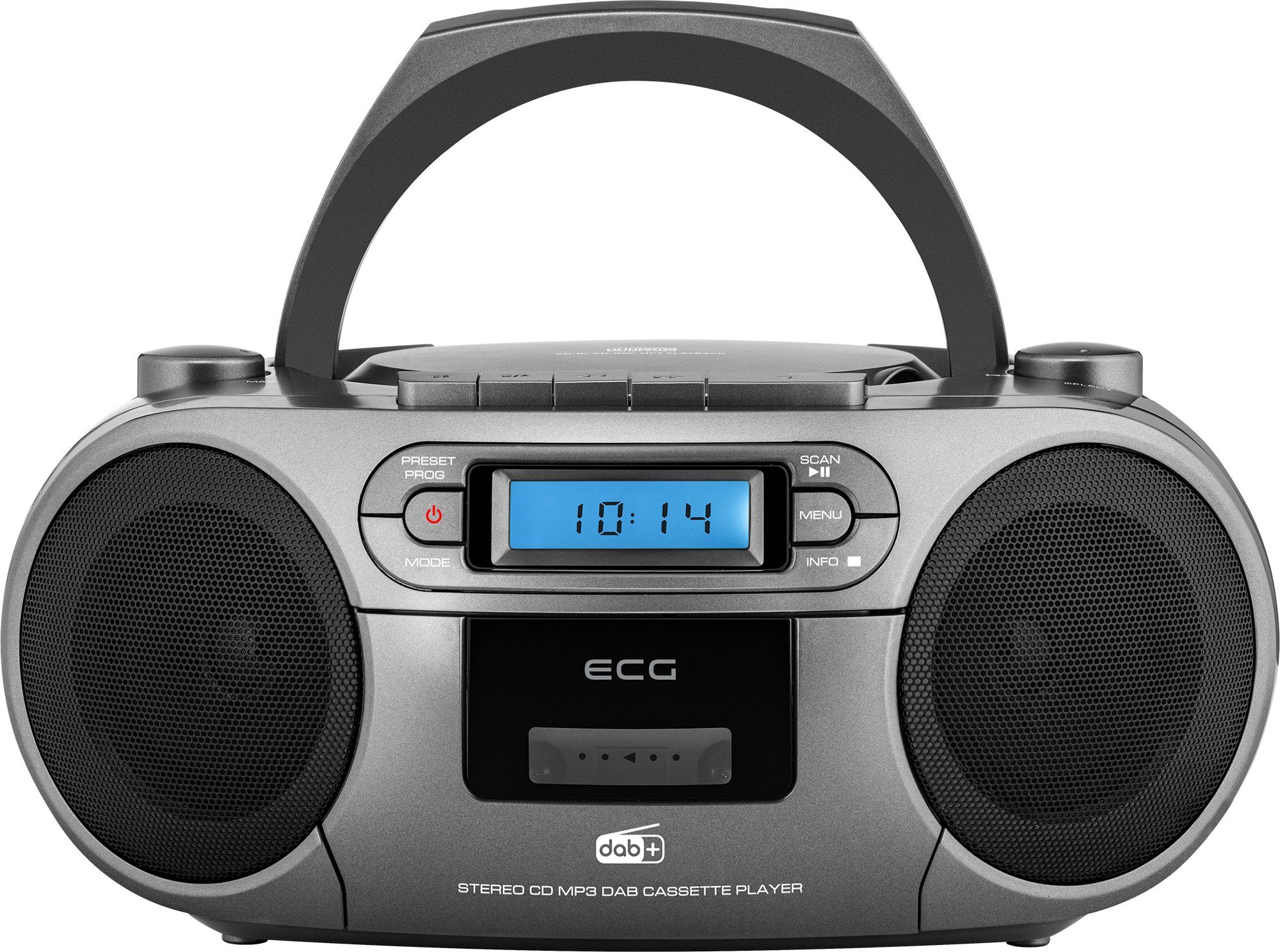 ECG CDR 999 Digitalradio (DAB) (Digitalradio (DAB), FM Digital Tuner, Kassettenplayer, CD-Player, MP3 / WMA-Musikwiedergabe vom USB-Laufwerk, 3,00 W, Abspielen von Kassetten, CDs und USB-Sticks)