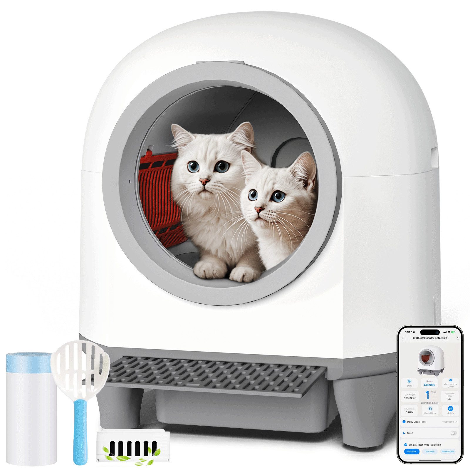 Katzentoilette 80L Selbstreinigende Katzentoilette,elektrische Katzenklo XXL