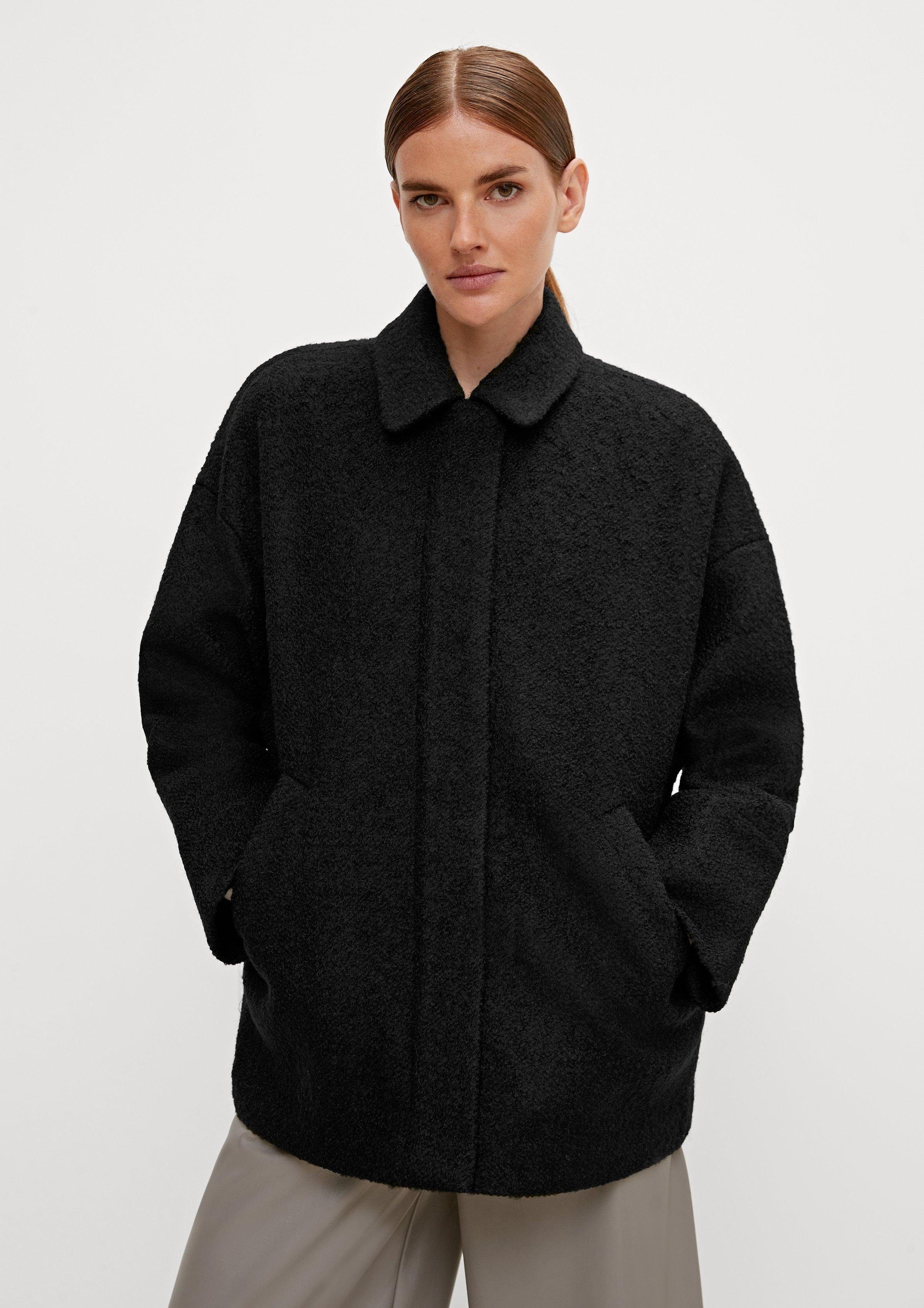 Comma Kurzjacke Wollmix-Mantel aus Boucléware black