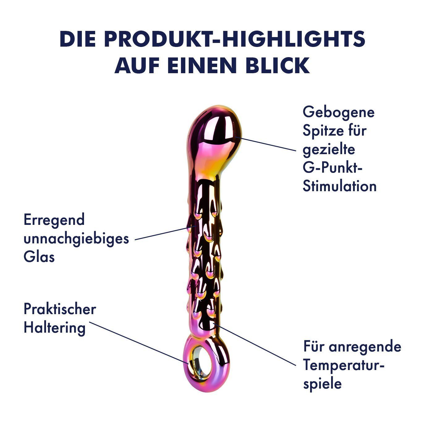 gebogene Genoppter EIS mit fest; Broliskatglas, Noppen aus EIS Dildo erregend (18cm) Glasdildo Spitze