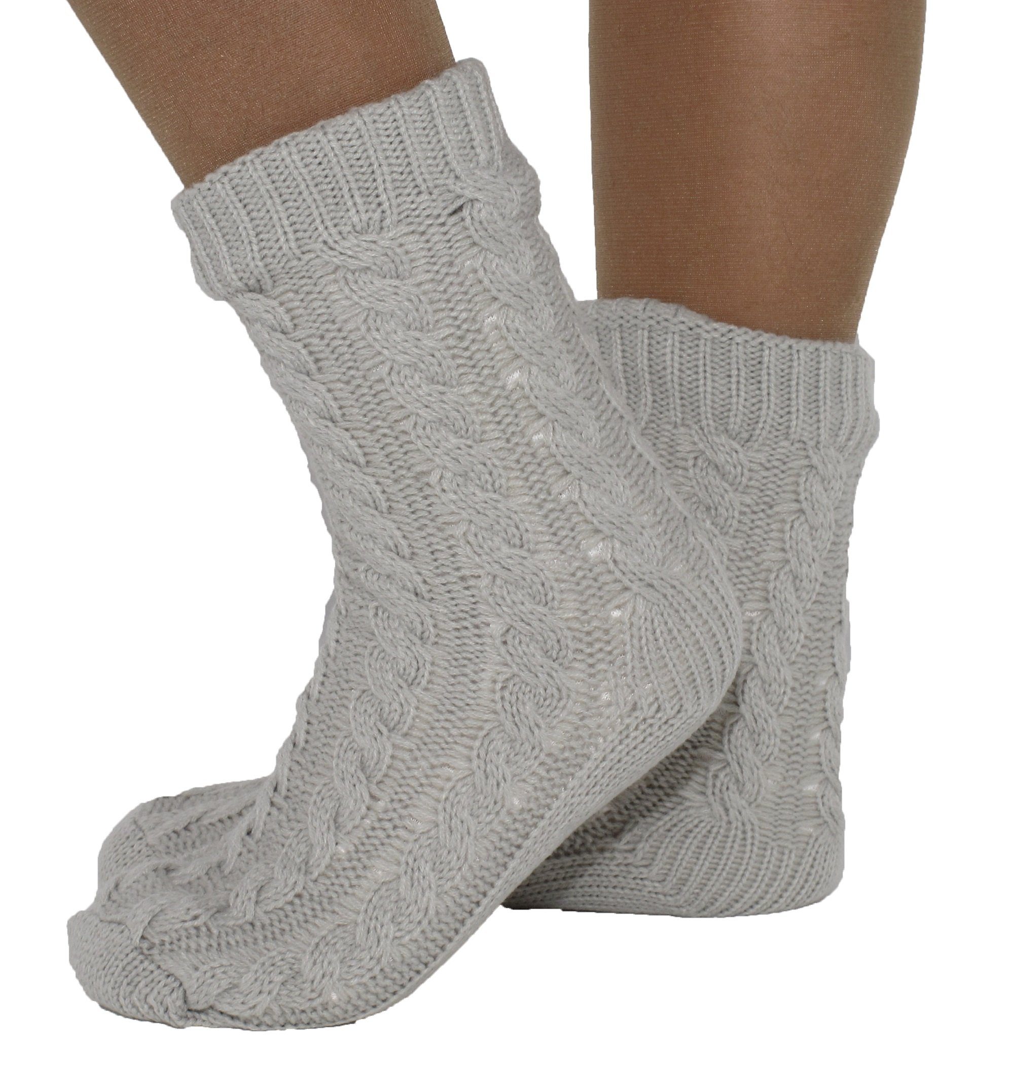 Markenwarenshop-Style М'які шкарпеточки Hüttensocken Шкарпетки для дому Шкарпетки Teddy Strickmuster Zopf 35-38 Farbe: