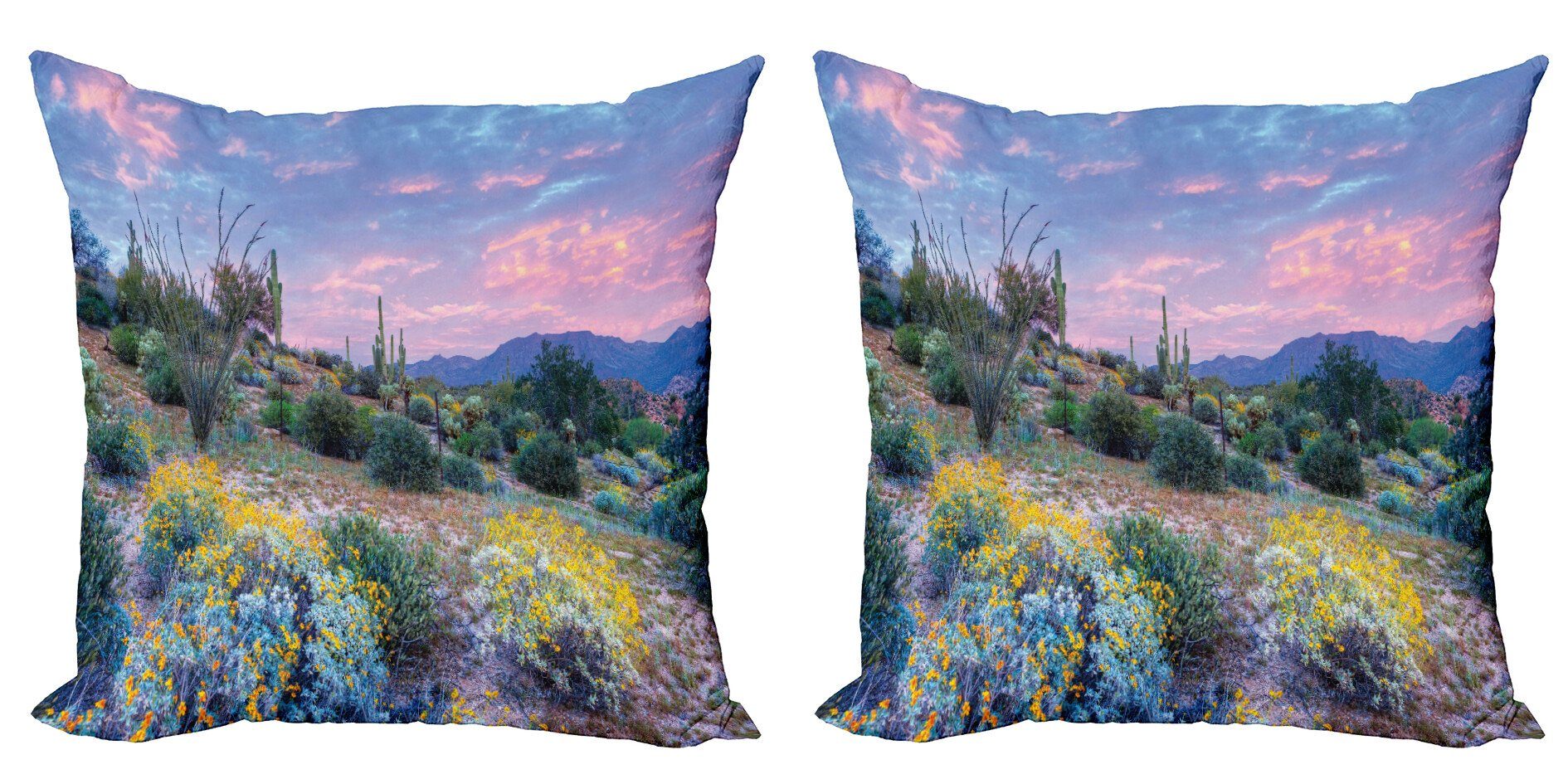 Kissenbezüge Modern Accent Doppelseitiger Digitaldruck, Abakuhaus (2 Stück), Landschaft Berg Floral Scenery