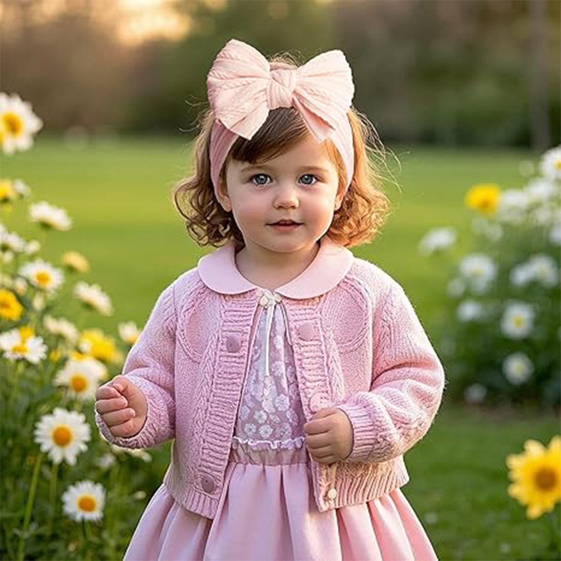 Mutig Stirnband Baby-Mädchen Stirnbänder mit Schleifen - Super dehnbar,weich,elastisch (6 Stück für Neugeborene, Kleinkinder und kleine Mädchen, 6-St)