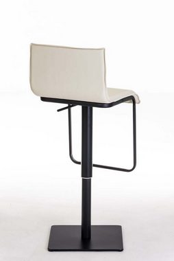 TPFLiving Barhocker Lima (mit Fußstütze - höhenverstellbar - Hocker für Theke & Küche), 360° drehbar - Metall schwarz matt - Sitzfläche: Kunstleder Creme